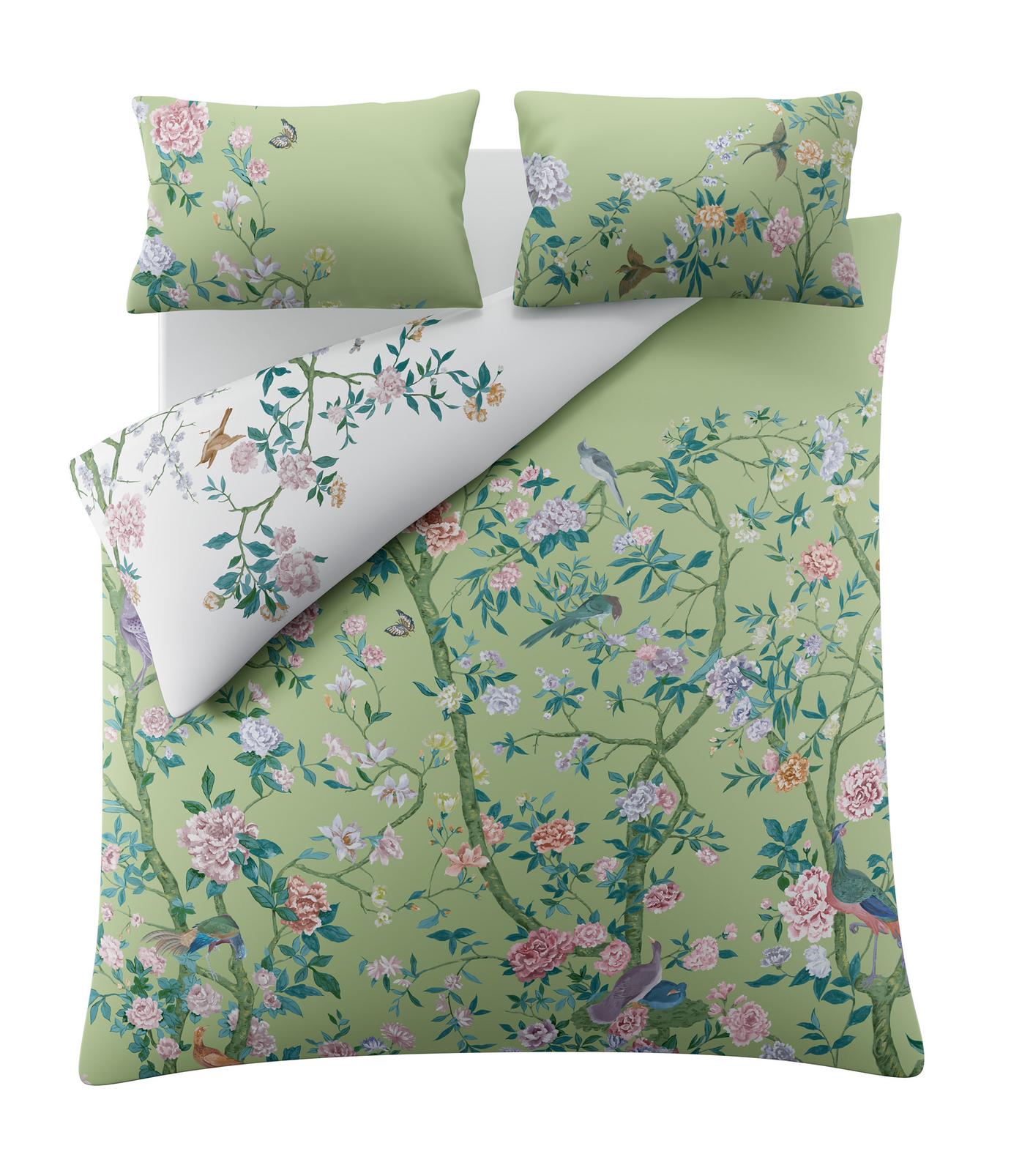 Chinoiserie Garden Green Duvet Cover Set flatlay image