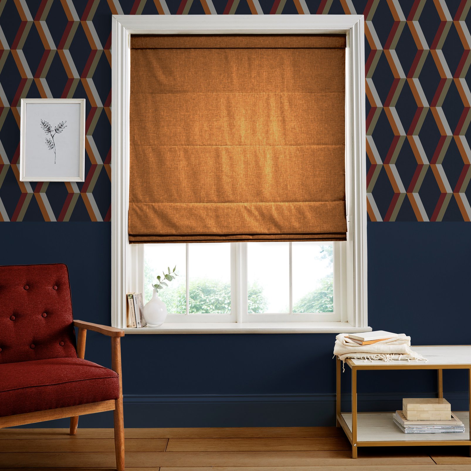 Ethereal Copper Roman Blind in a Roomset