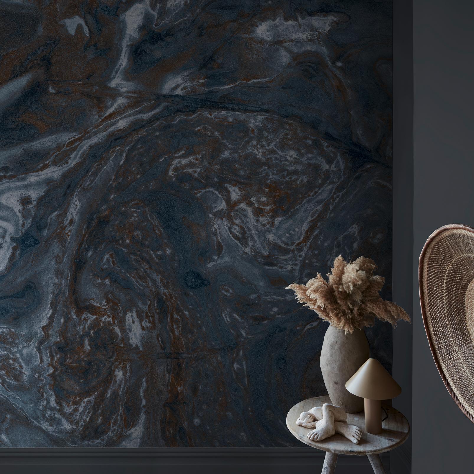 Abigail Ahern Ethereal Marble Sapphire Bespoke Mural in a Roomset