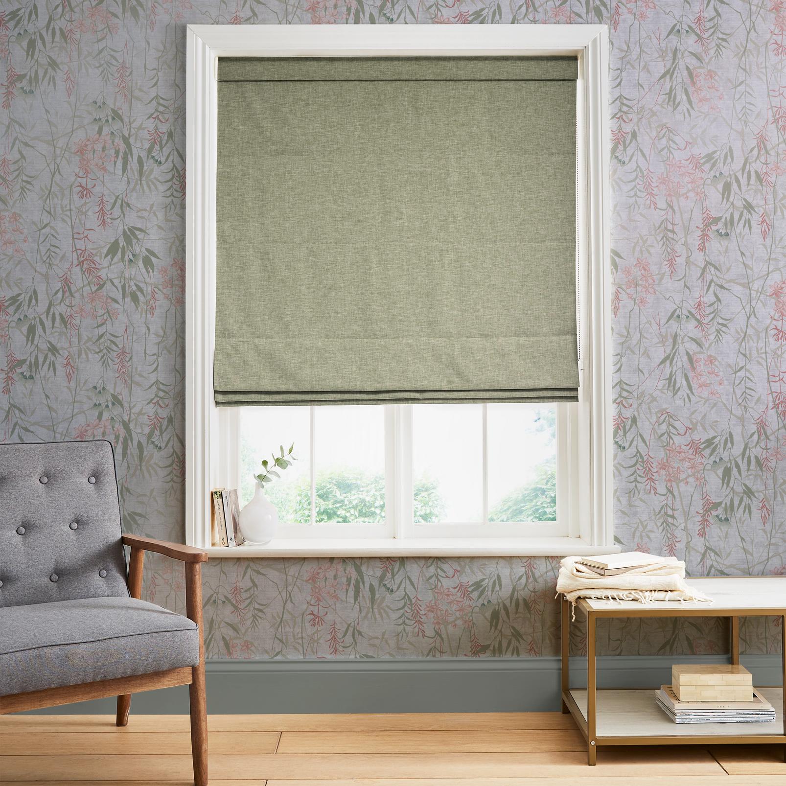 Anqa Sage Roman Blind in a Roomset