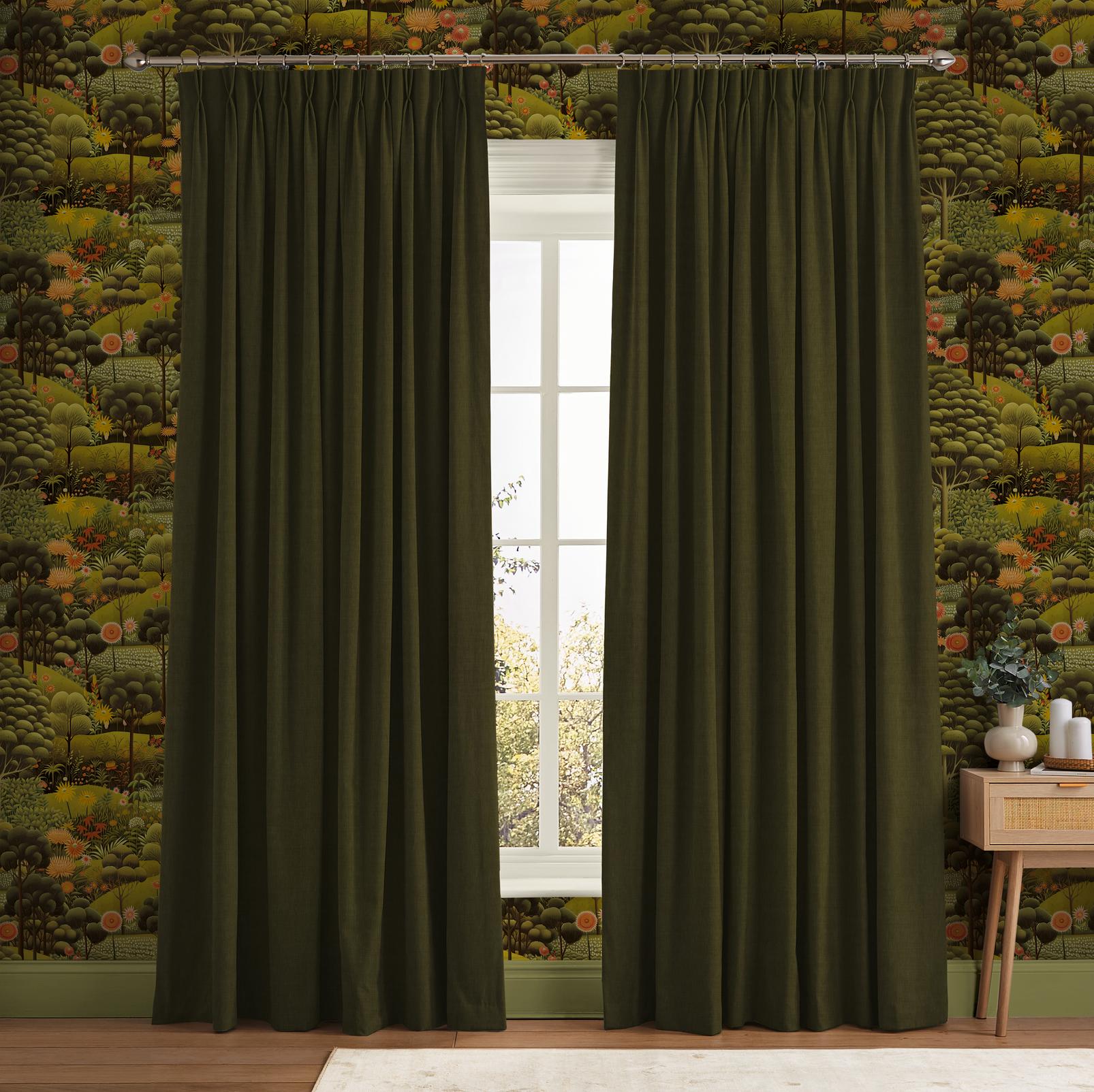Whitaker Olive Curtain in a Roomset