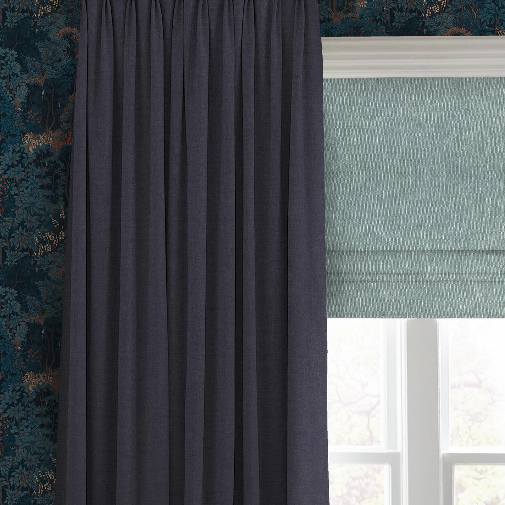 Whitaker Pale Blue Roman Blind close up image