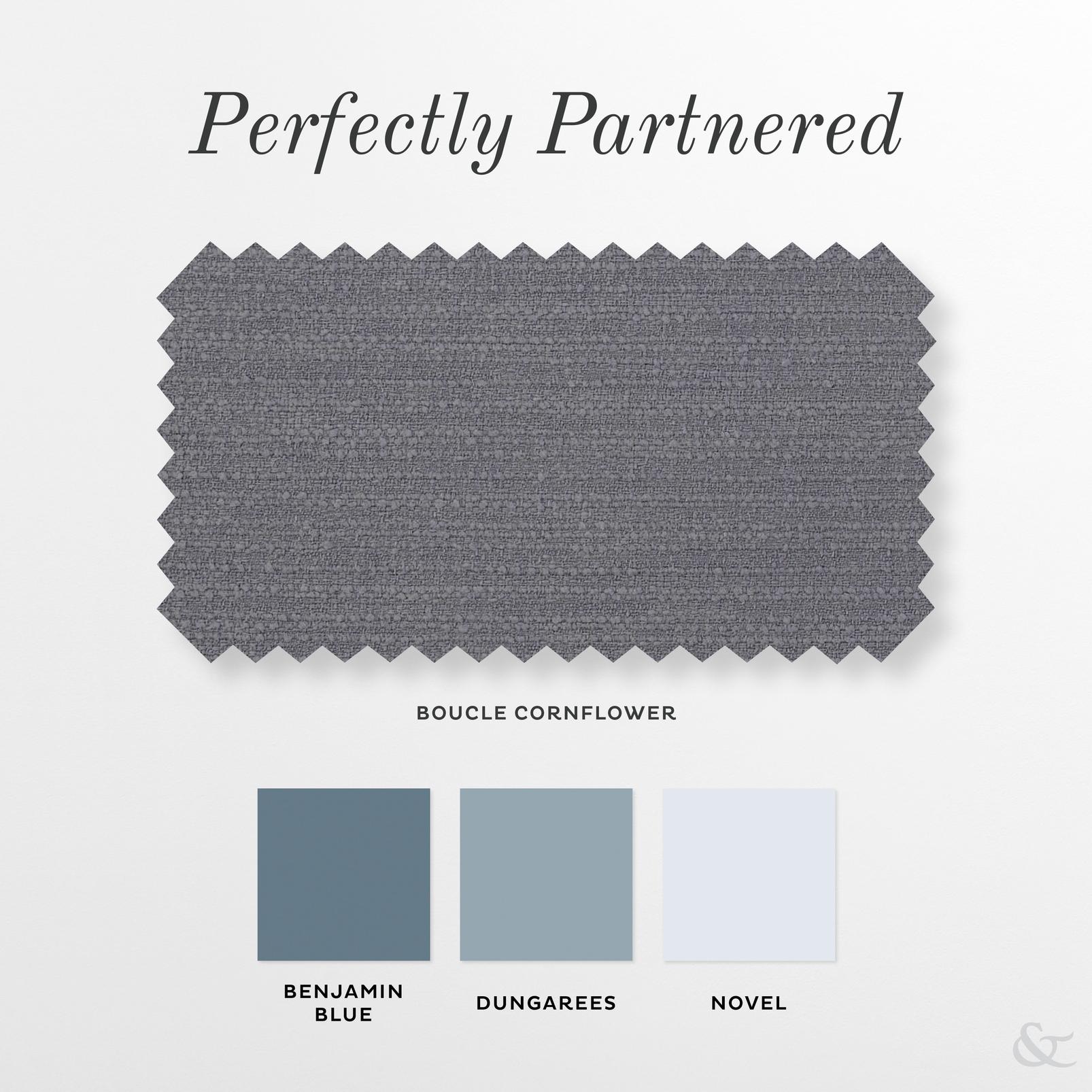 Boucle Cornflower Curtain perfectly partnered products