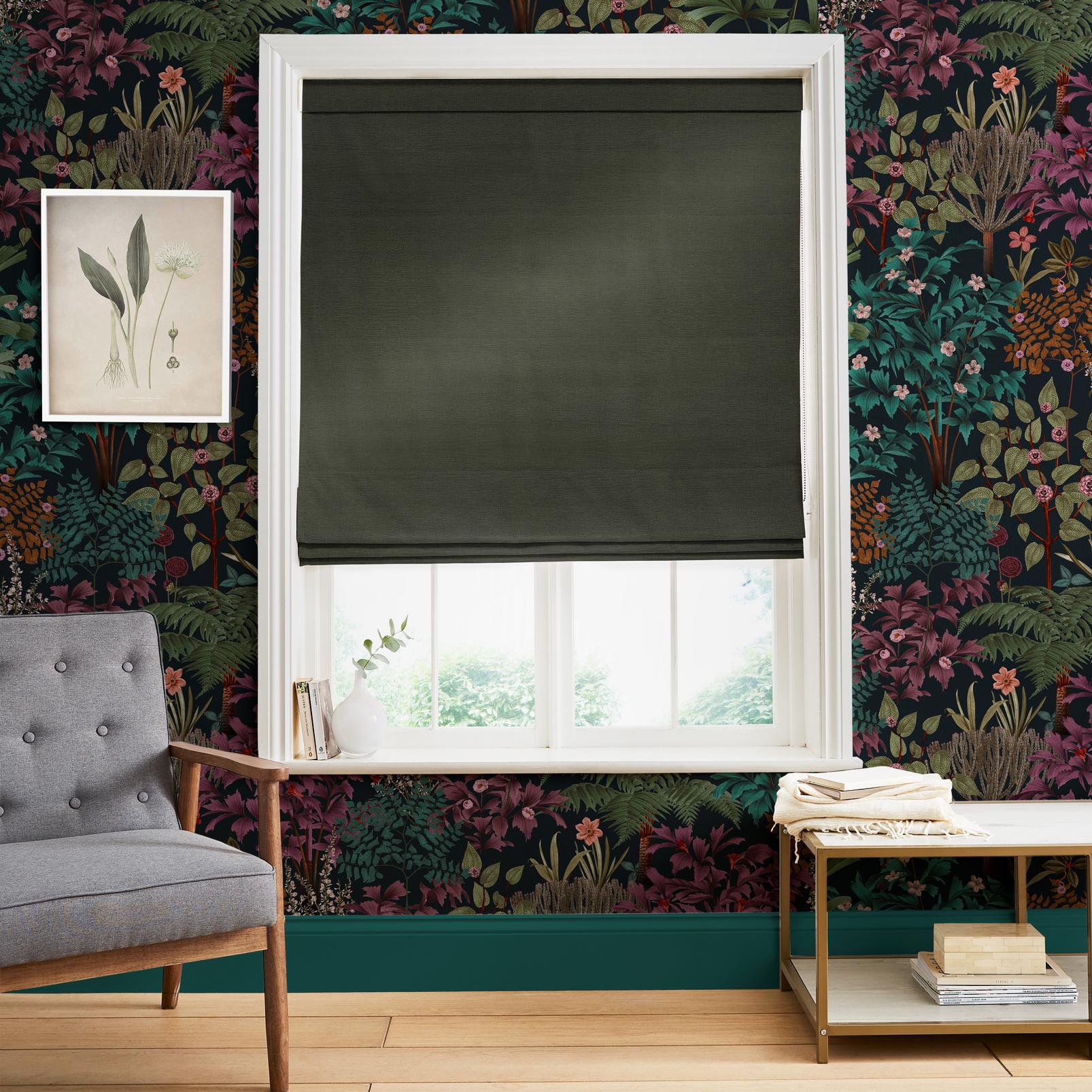 Ethereal Emerald Roman Blind in a Roomset