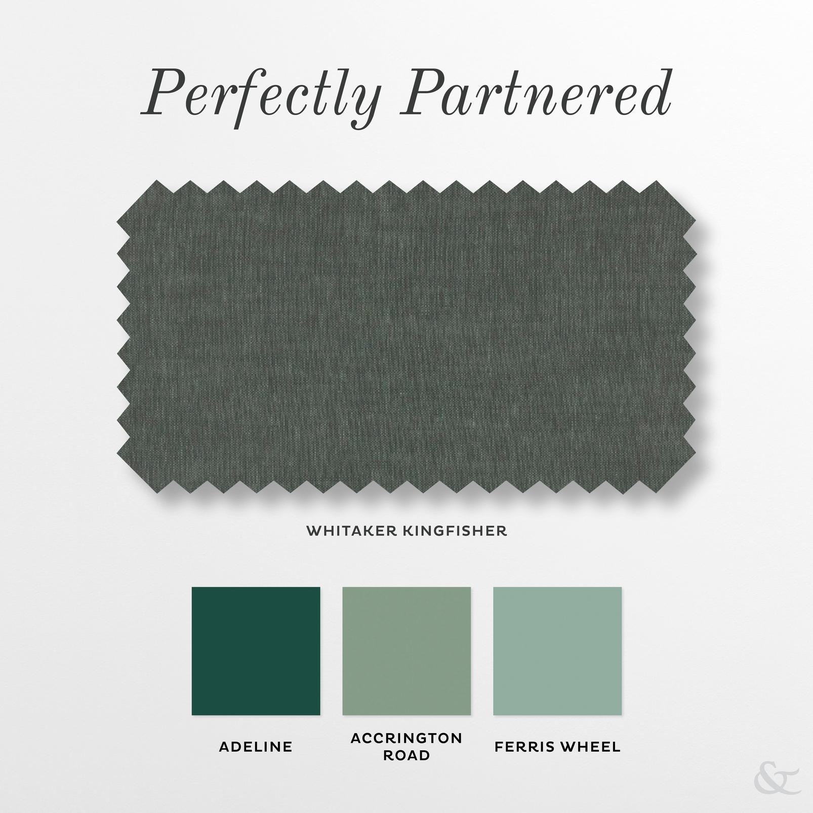 Whitaker Kingfisher Roman Blind perfectly partnered products