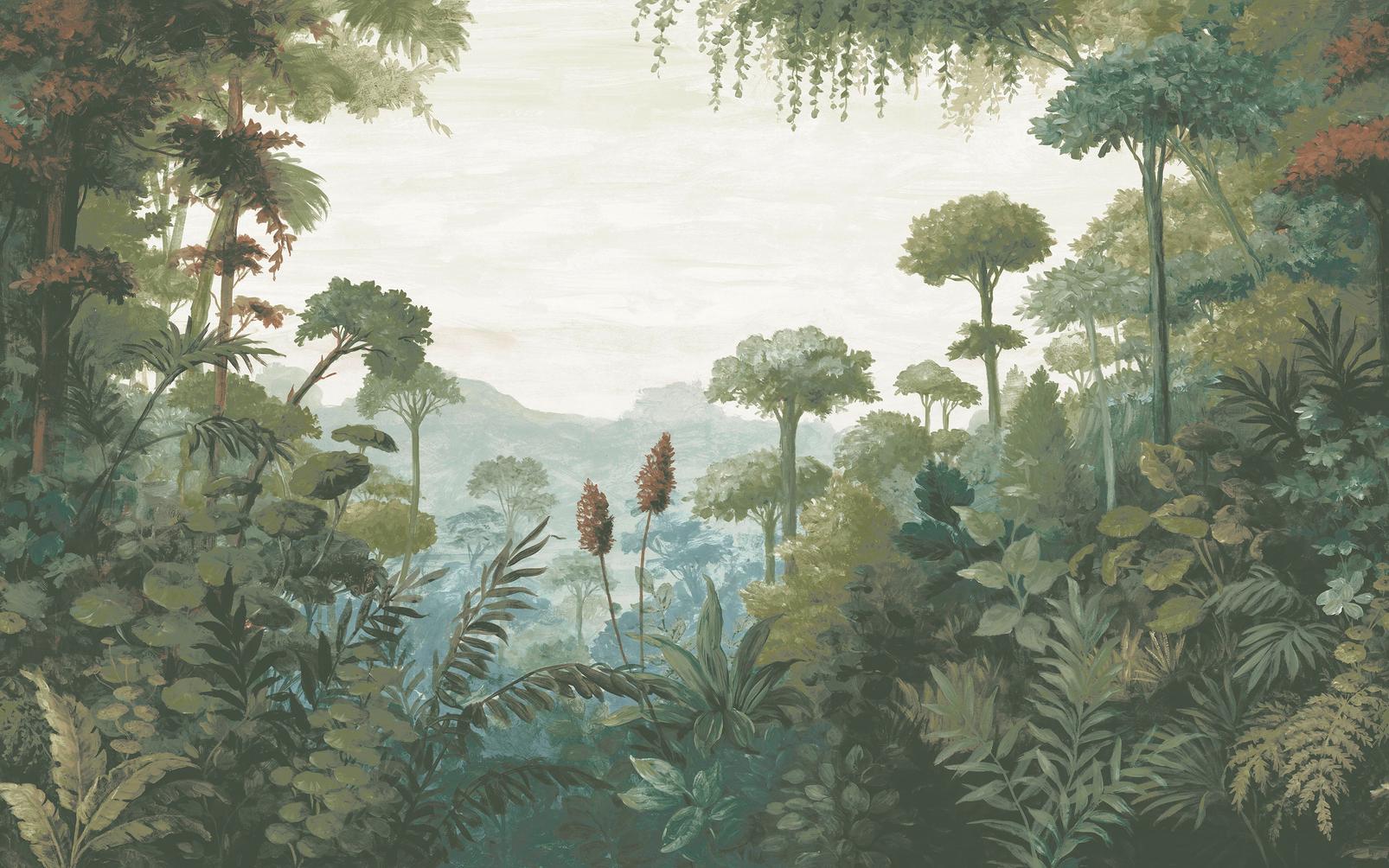 Jungle Vista Soft Green Bespoke Mural design
