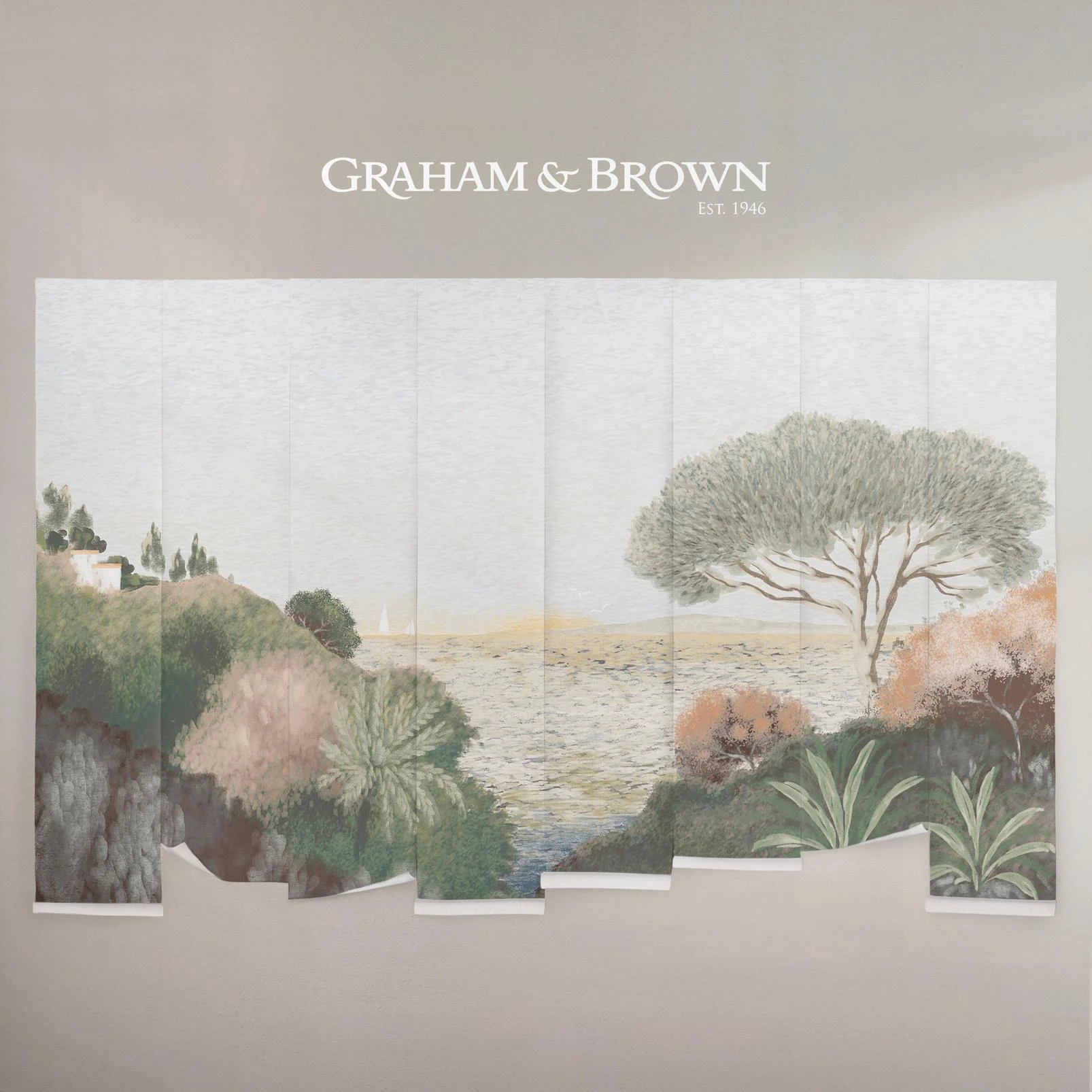 Coastal Horizon Green Muted Pinks Bespoke Mural - 142159_DETAIL_01.jpg