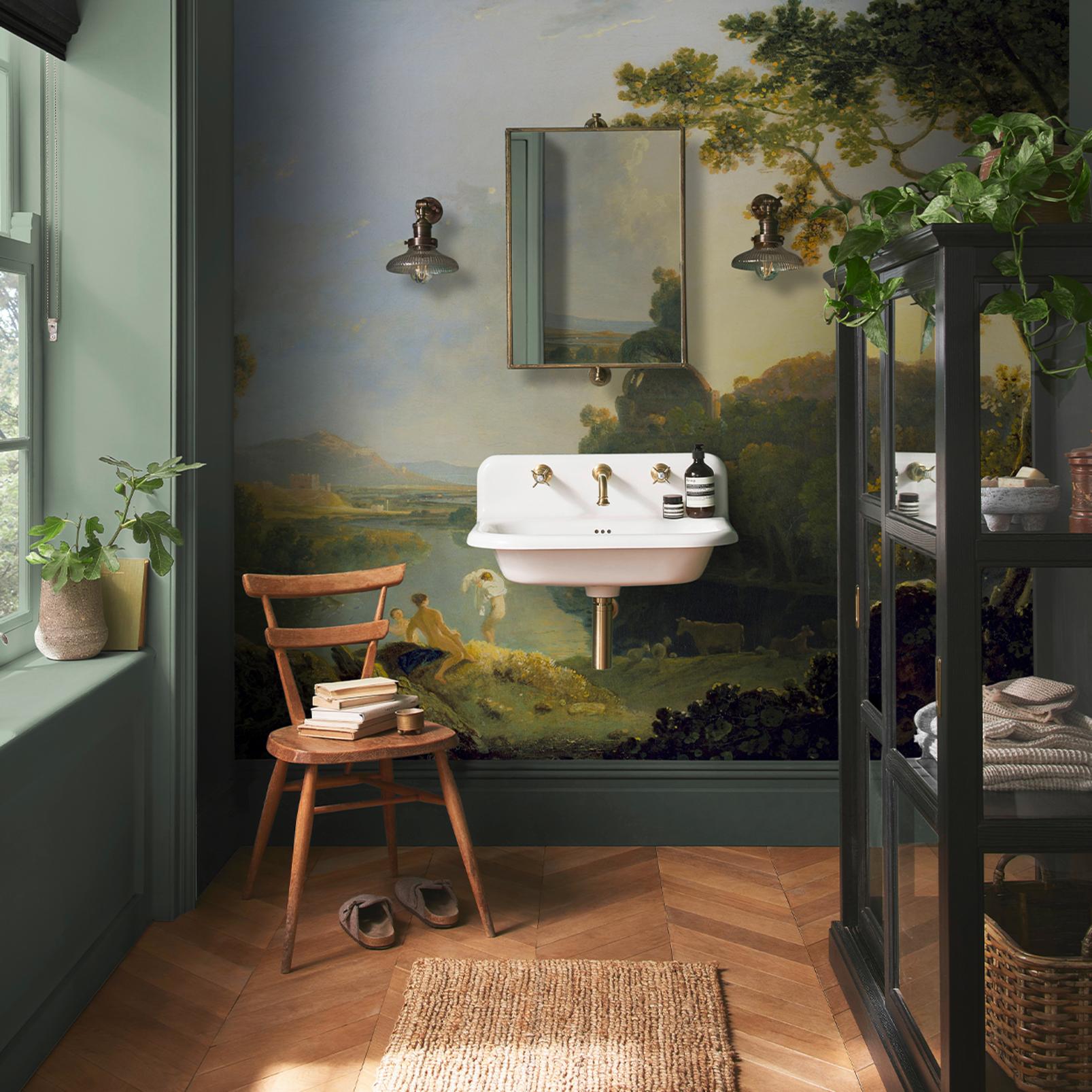 Landscape with Bathers, Cattle and Ruin Bespoke Mural - 142433_ROOMSET_01.jpg