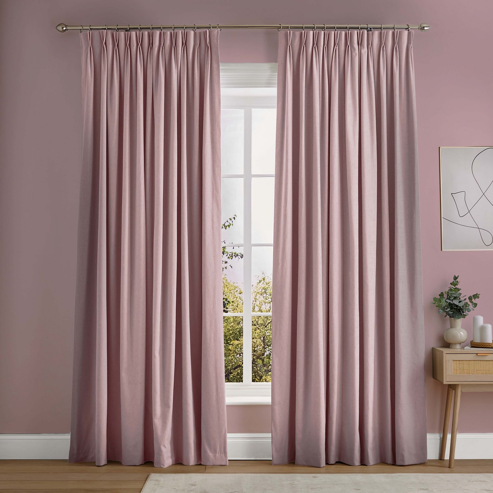 Campanile Pink Curtains in a Roomset