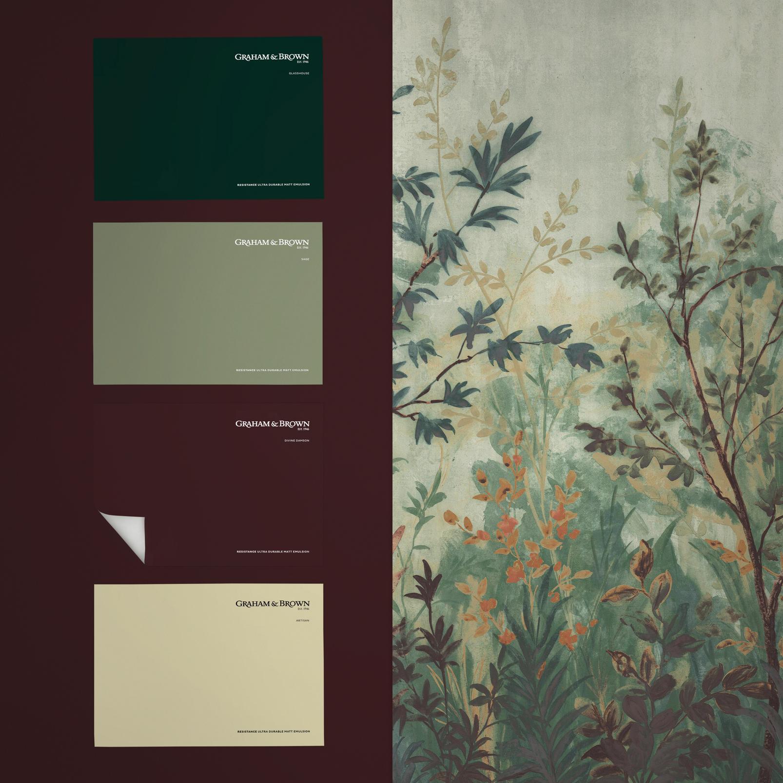 Forest in Bloom Evergreen Bespoke Mural flatlay image