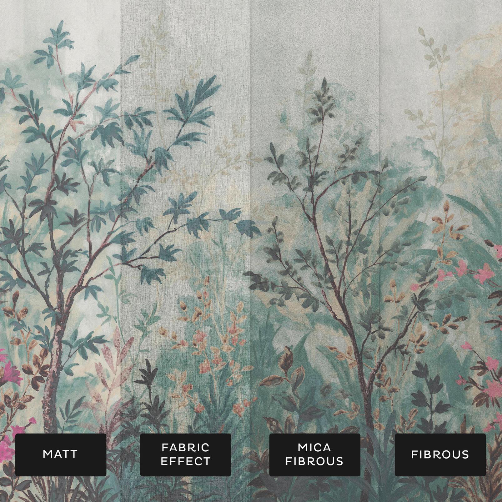 Forest in Bloom Teal & Pink Bespoke Mural substrate information