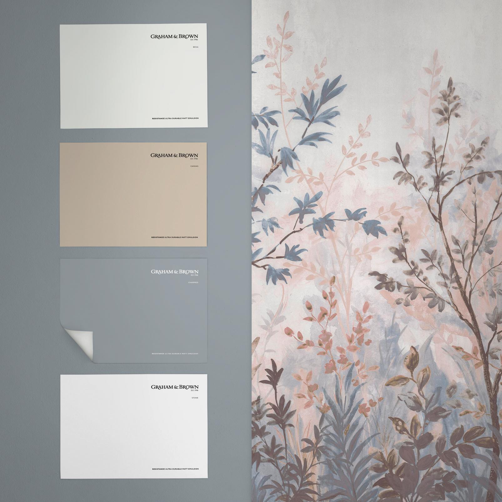 Forest in Bloom Pink & Blue Bespoke Mural flatlay image