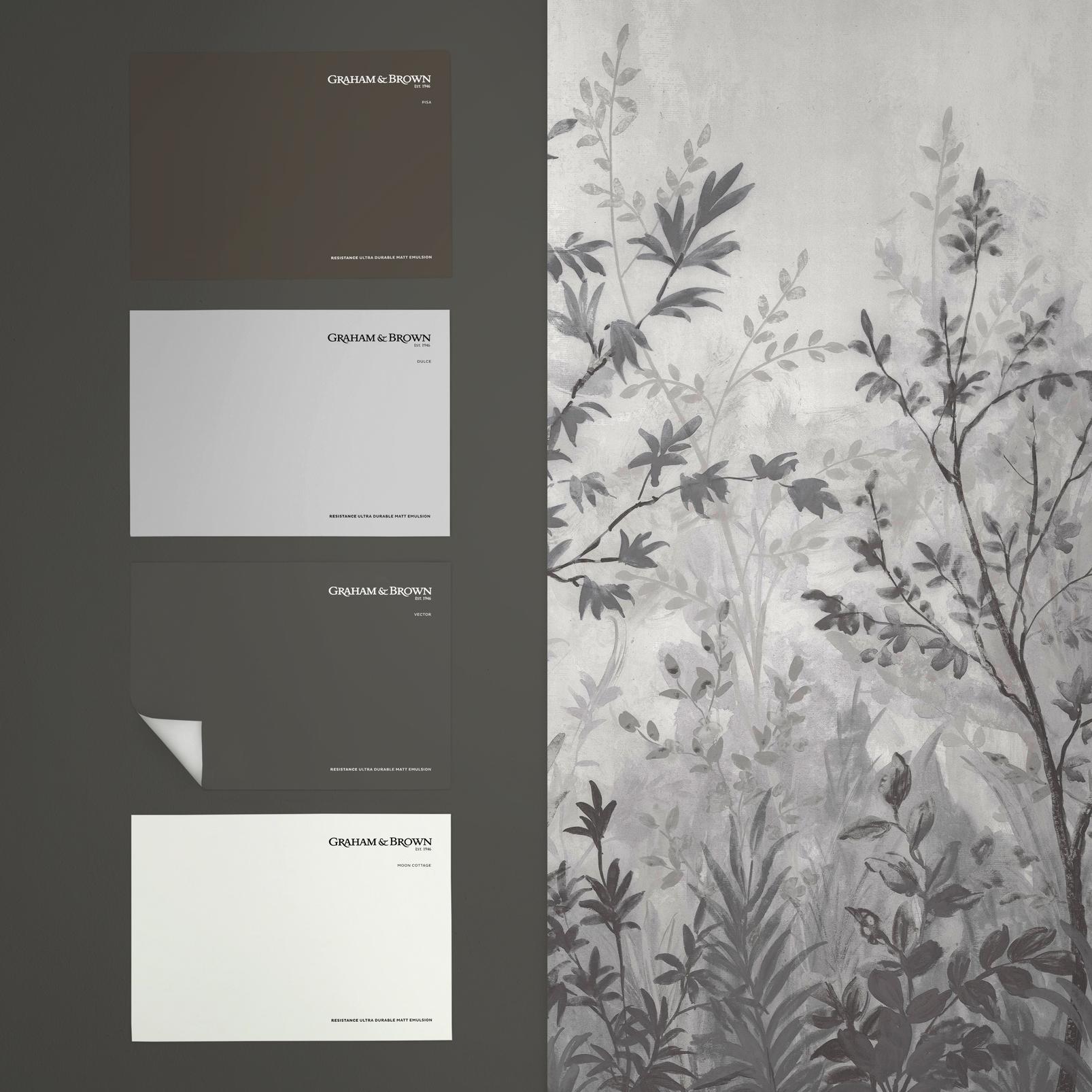 Forest in Bloom Monochrome Bespoke Mural flatlay image