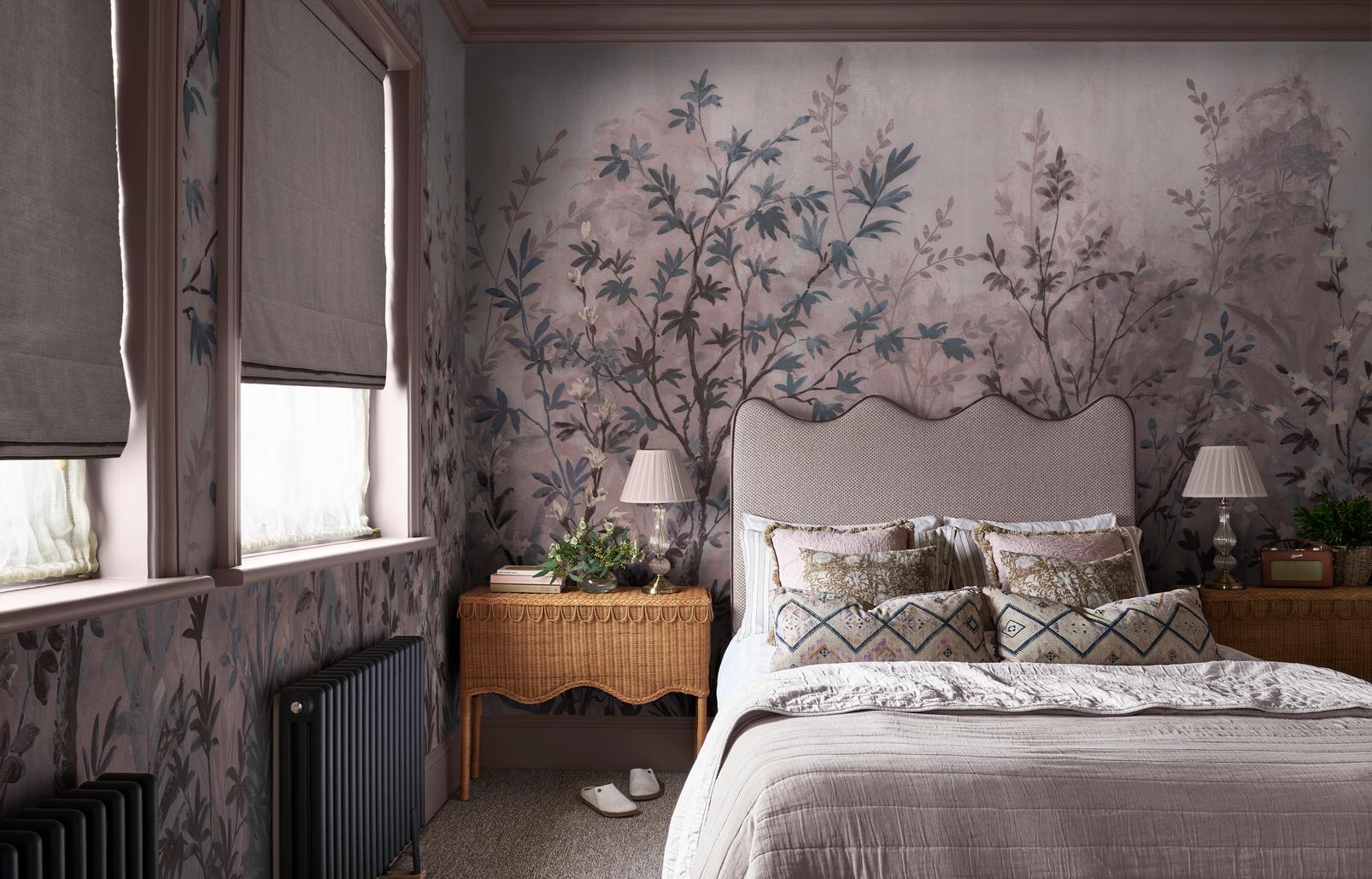 Forest in Bloom Blush Bespoke Mural in a Roomset