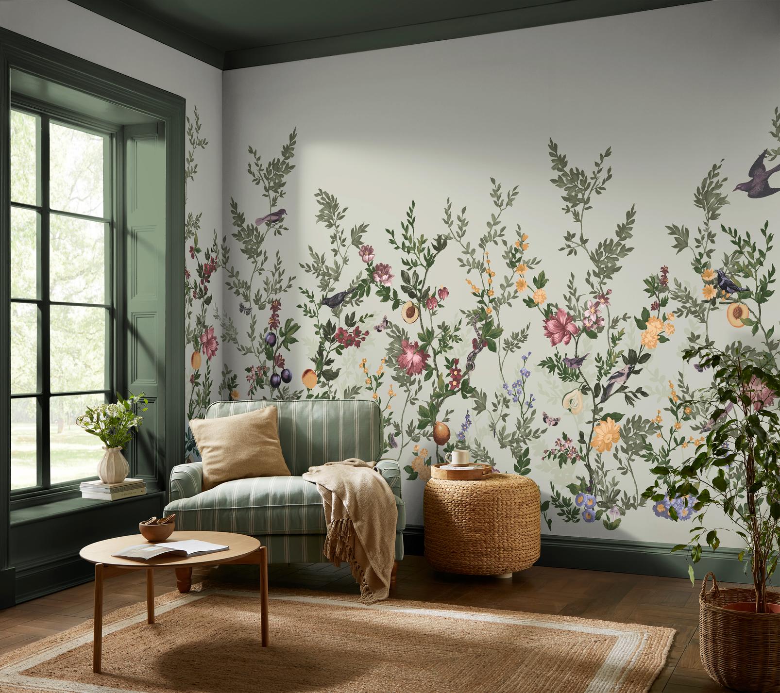 Allurium Sage Bespoke Mural in a Roomset
