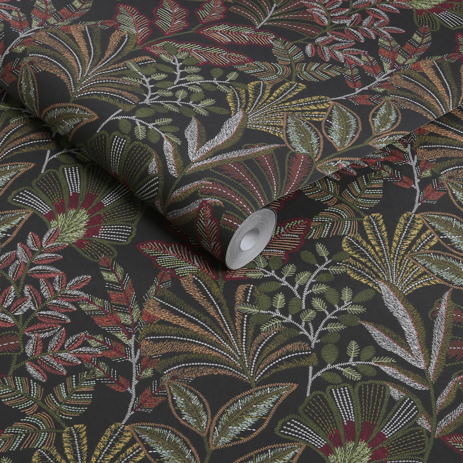 Vendura Weave Black & Damson Wallpaper - 142318_ROLLSHOT_01.jpg