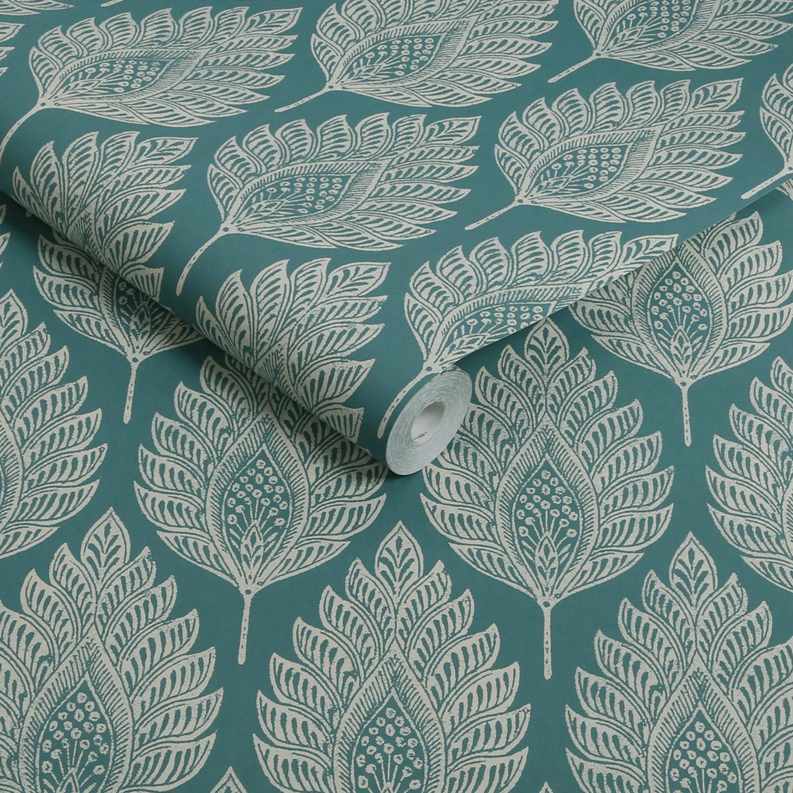 Flame Leaf Teal Wallpaper - 142309_ROLLSHOT_01.jpg