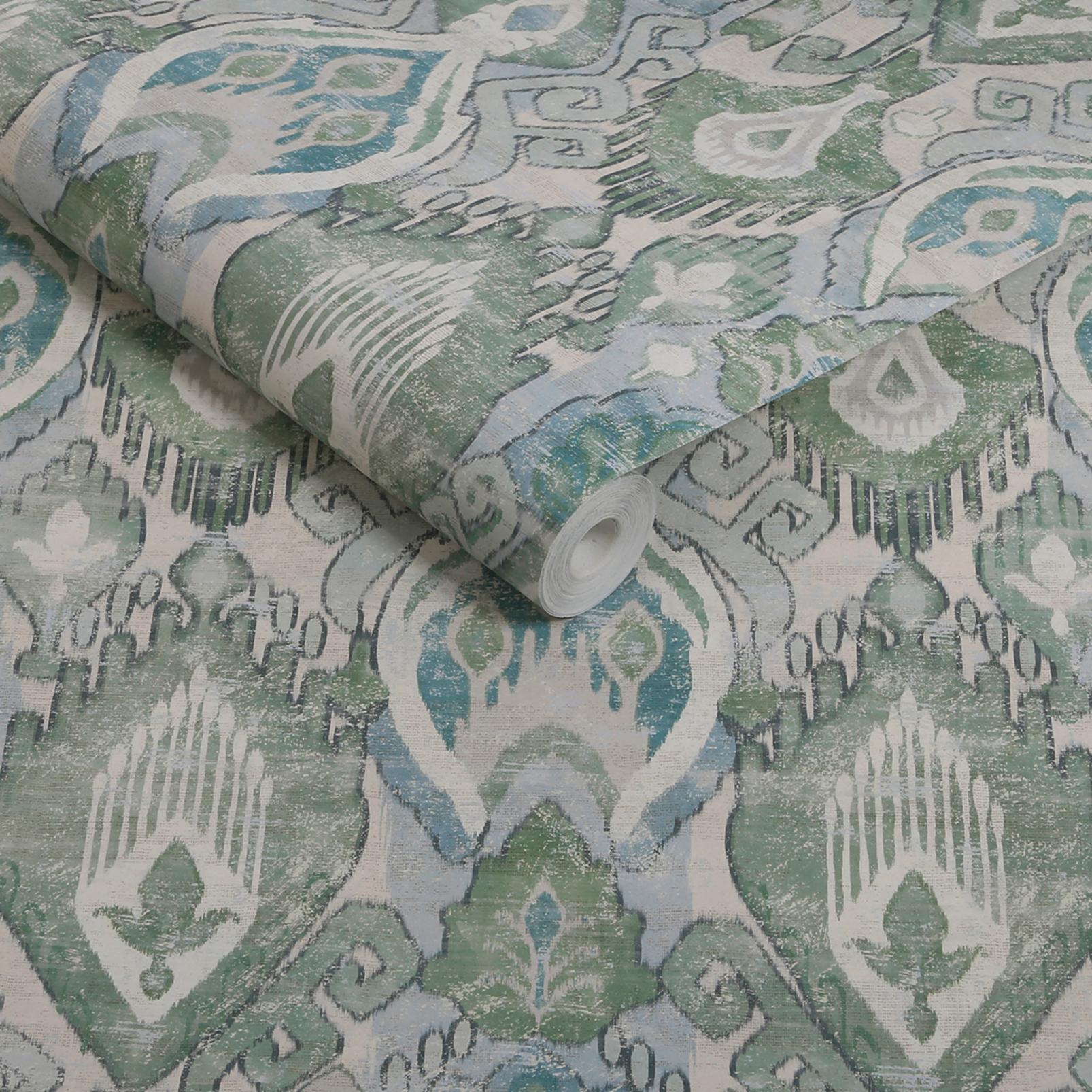 Daraee Tapestry Blue & Green Wallpaper - 142306_ROLLSHOT_01.jpg