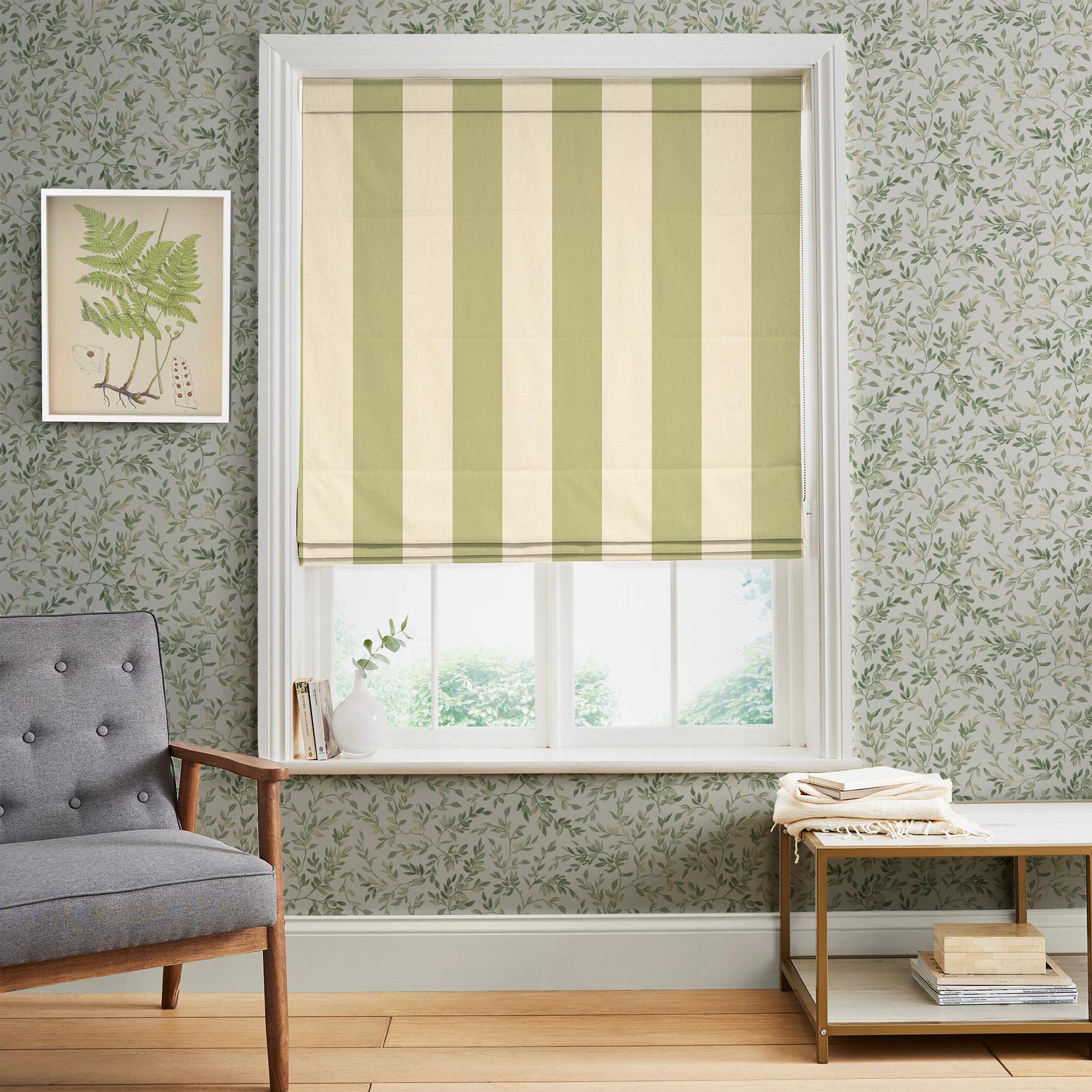 Équilibre Stripe Sage Roman Blind - 142557rom_ROOMSET_01.jpg