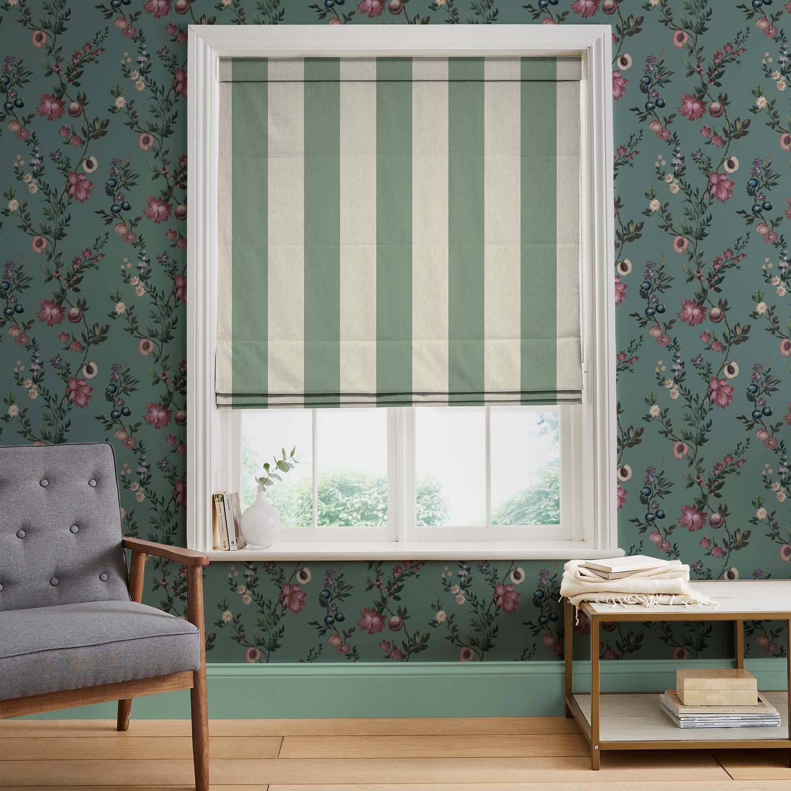 Équilibre Stripe Green Roman Blind - 142559rom_ROOMSET_01.jpg