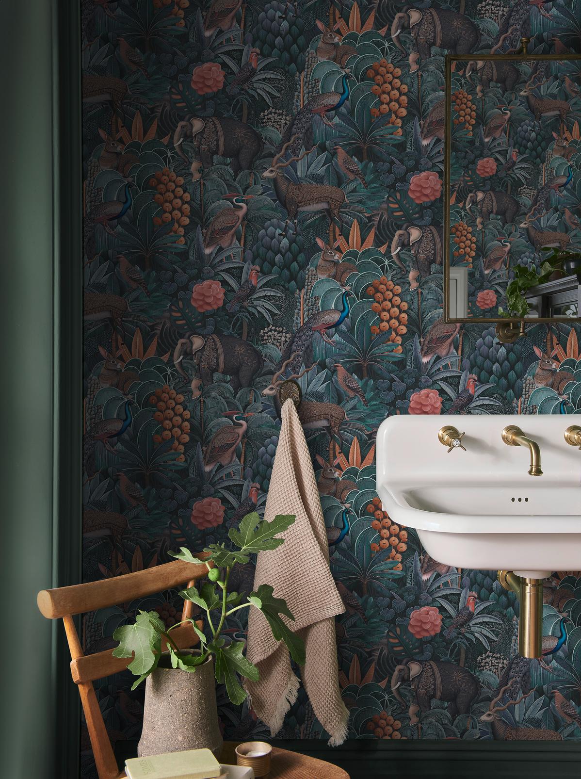 Jungle Jamboree Navy & Teal Wallpaper - 142315_ROOMSET_01.jpg