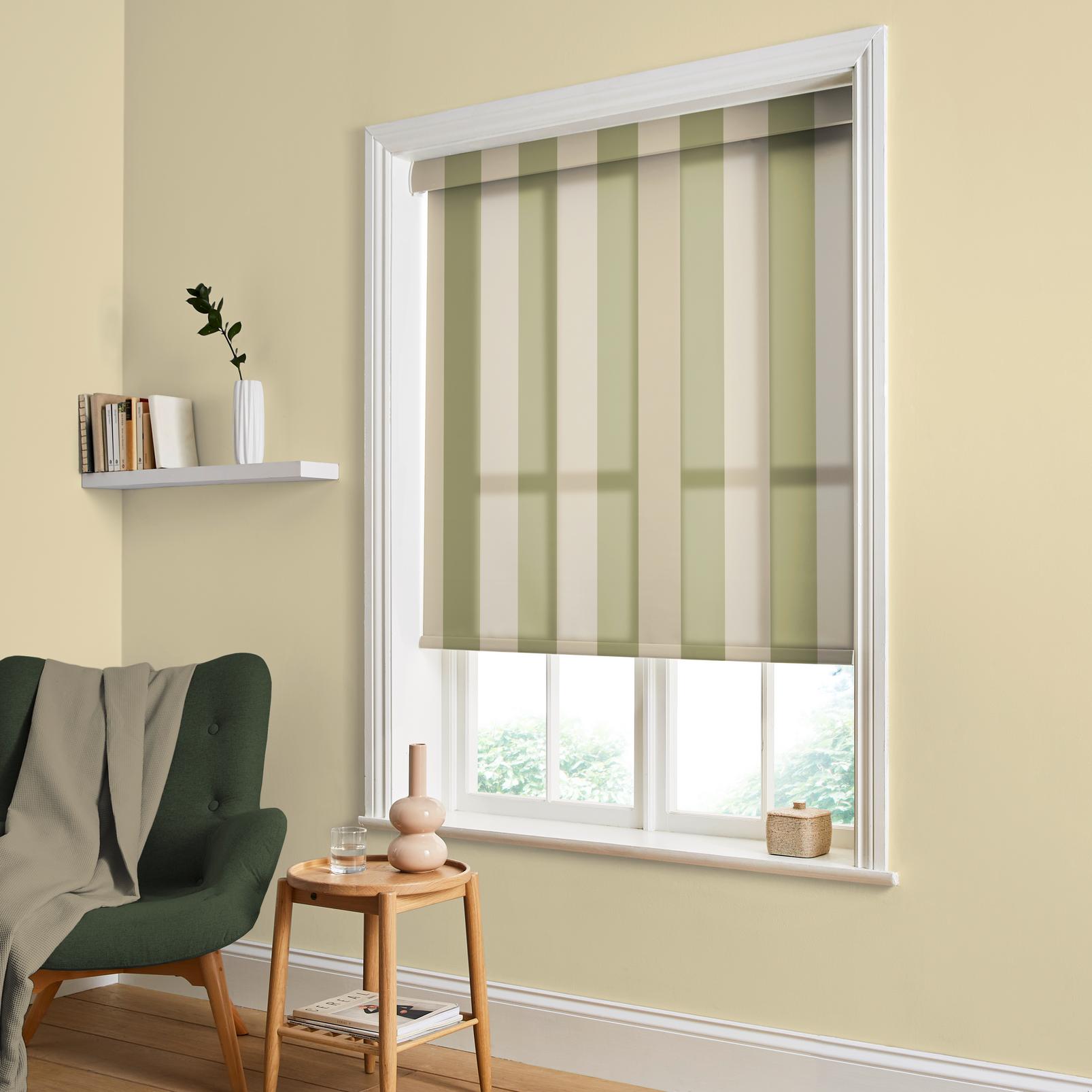 Équilibre Stripe Sage Roller Blind - 142606rol_ROOMSET_01.jpg