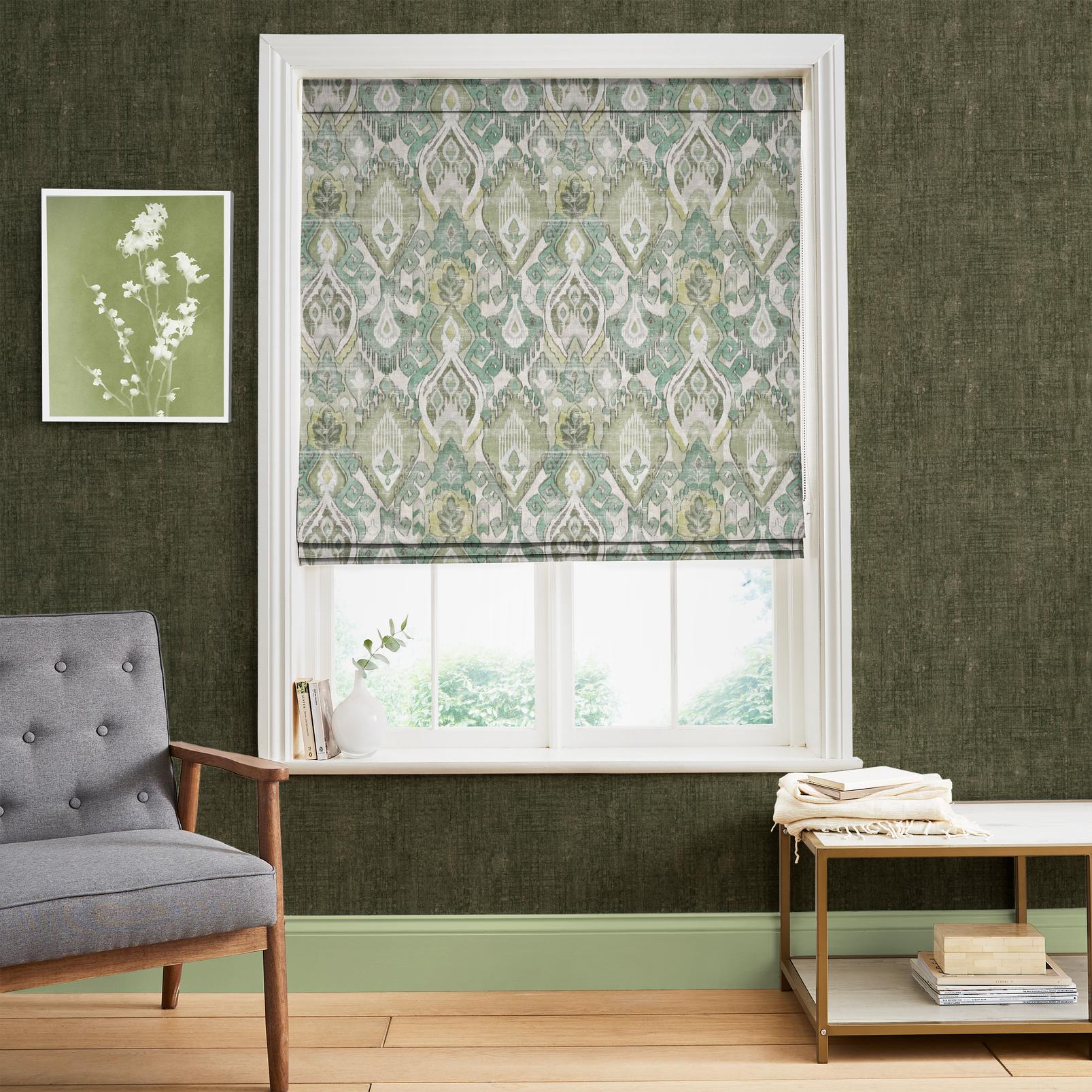 Daraee Tapestry Green Roman Blind in a Roomset