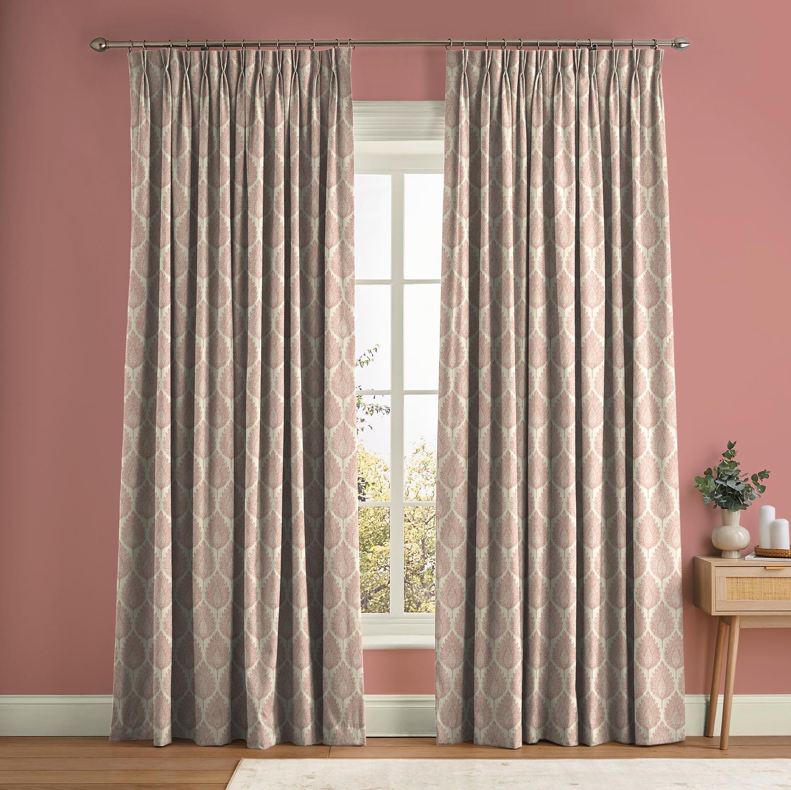 Flame Leaf Pink Curtain in a Roomset