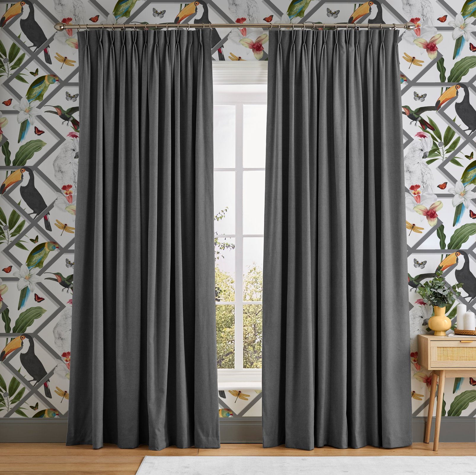 Serenity Slate Curtains in a Roomset
