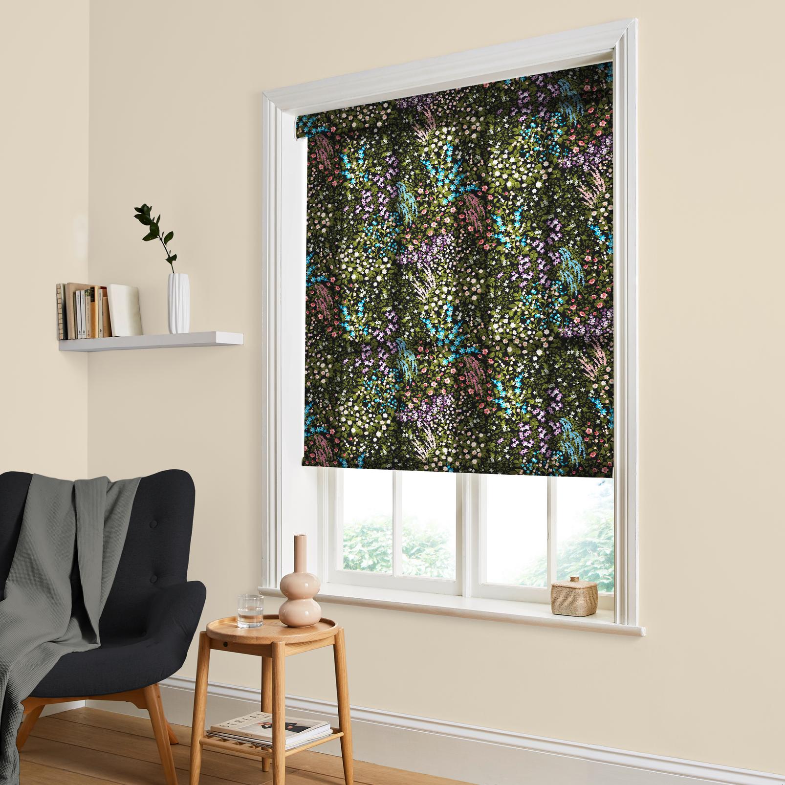 Painterly Flora Black Roller Blind - 142624rol_ROOMSET_01.jpg