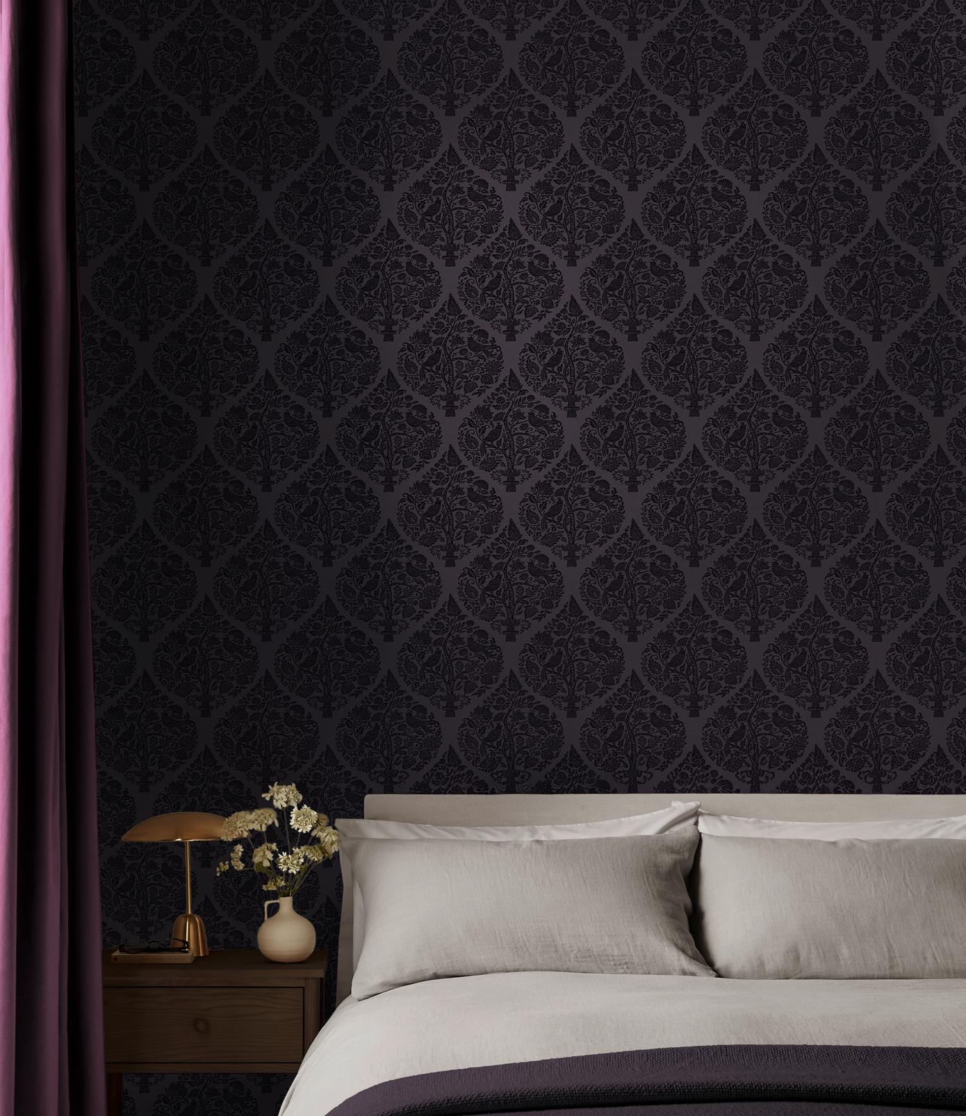 Woodland Fable Plum Wallpaper - 142018_ROOMSET_01.jpg