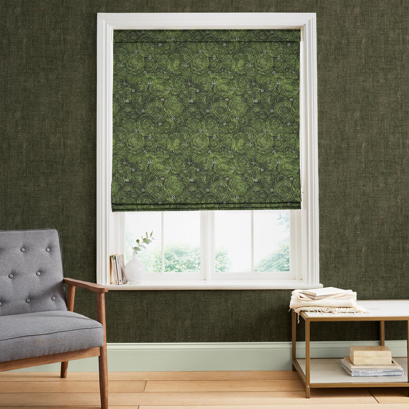 Above the Canopy Bottle Green Roman Blind in a Roomset