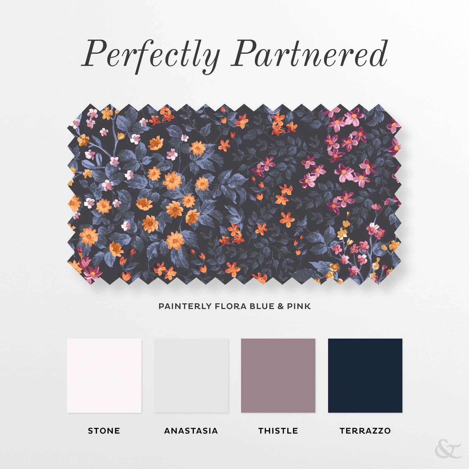 Painterly Flora Blue & Pink Roman Blind - 142563rom_COORDINATES_01.jpg