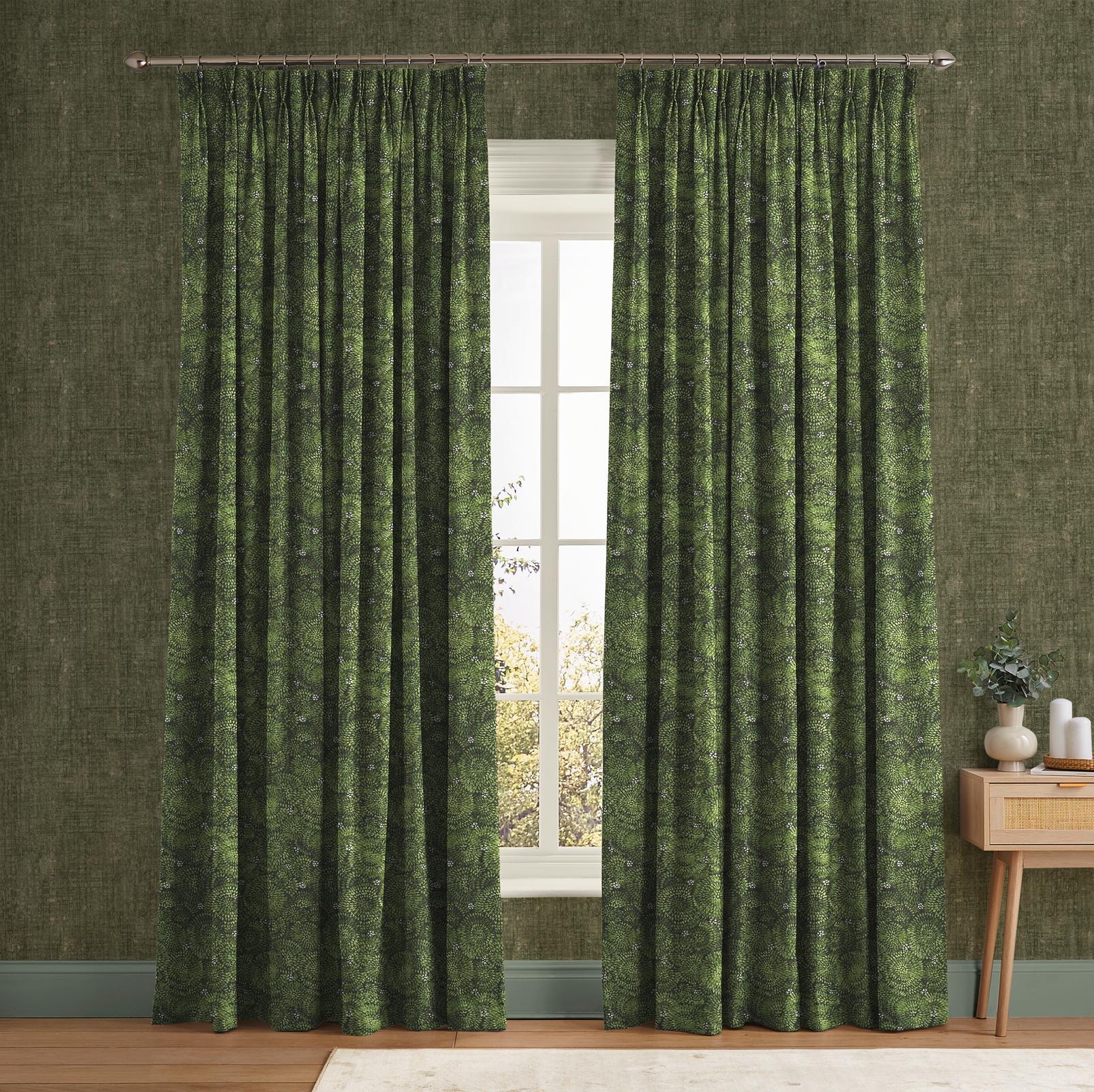 Above the Canopy Bottle Green Curtain - 142551cur_ROOMSET_01.jpg