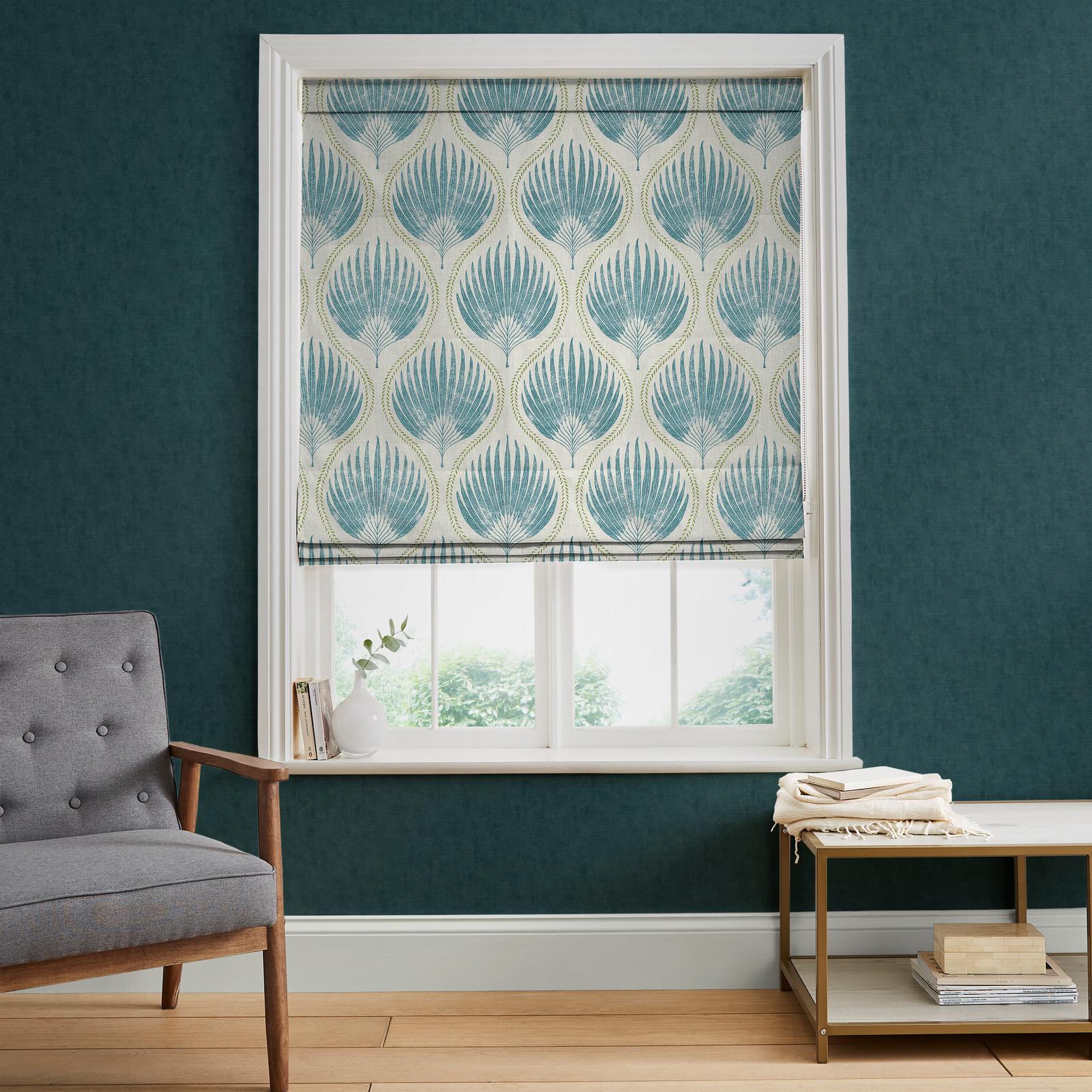 Lissome Leaf Blue Roman Blind - 142678rom_ROOMSET_01.jpg