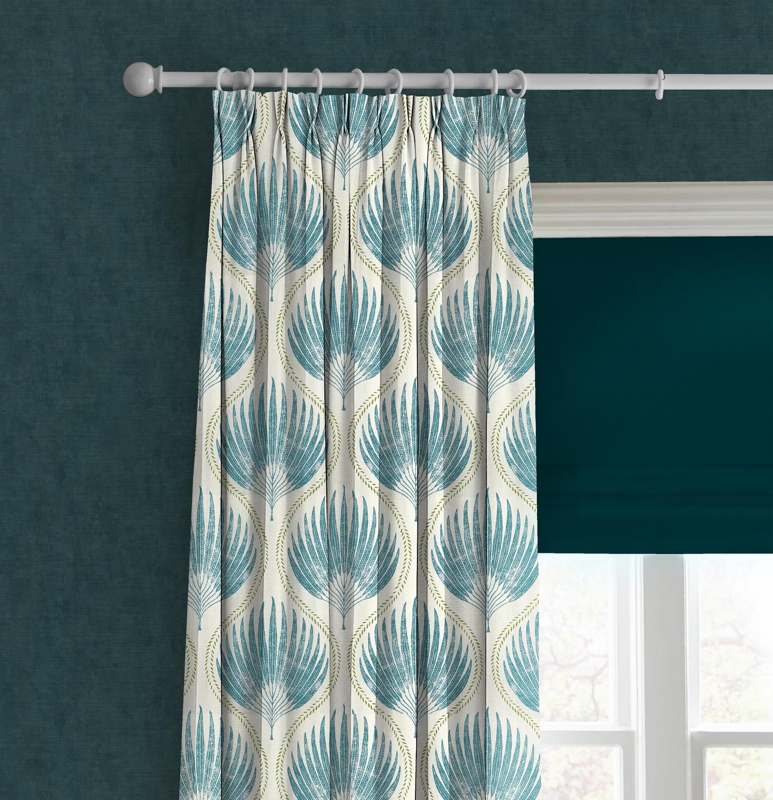 Lissome Leaf Blue Curtain close up image