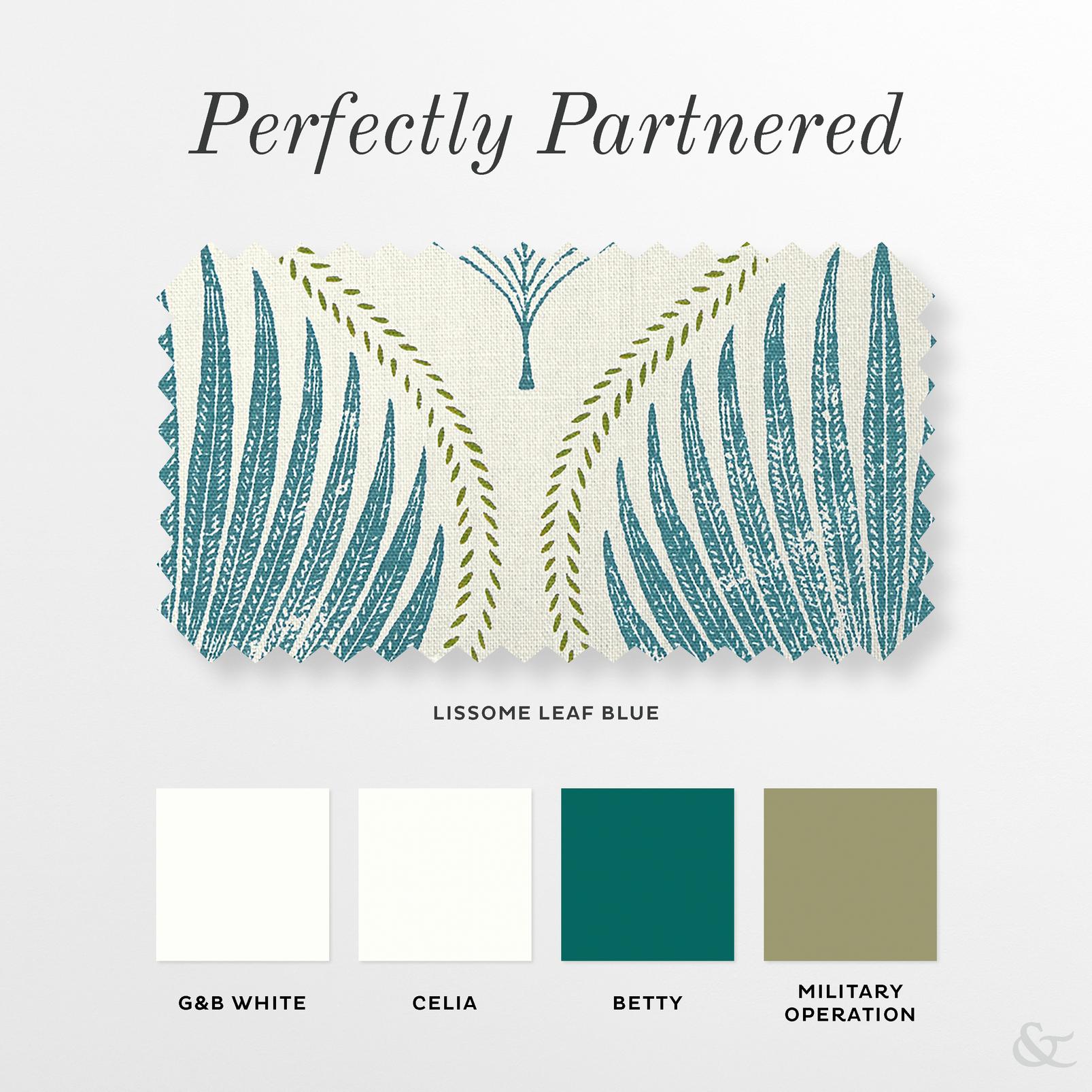 Lissome Leaf Blue Curtain perfectly partnered products