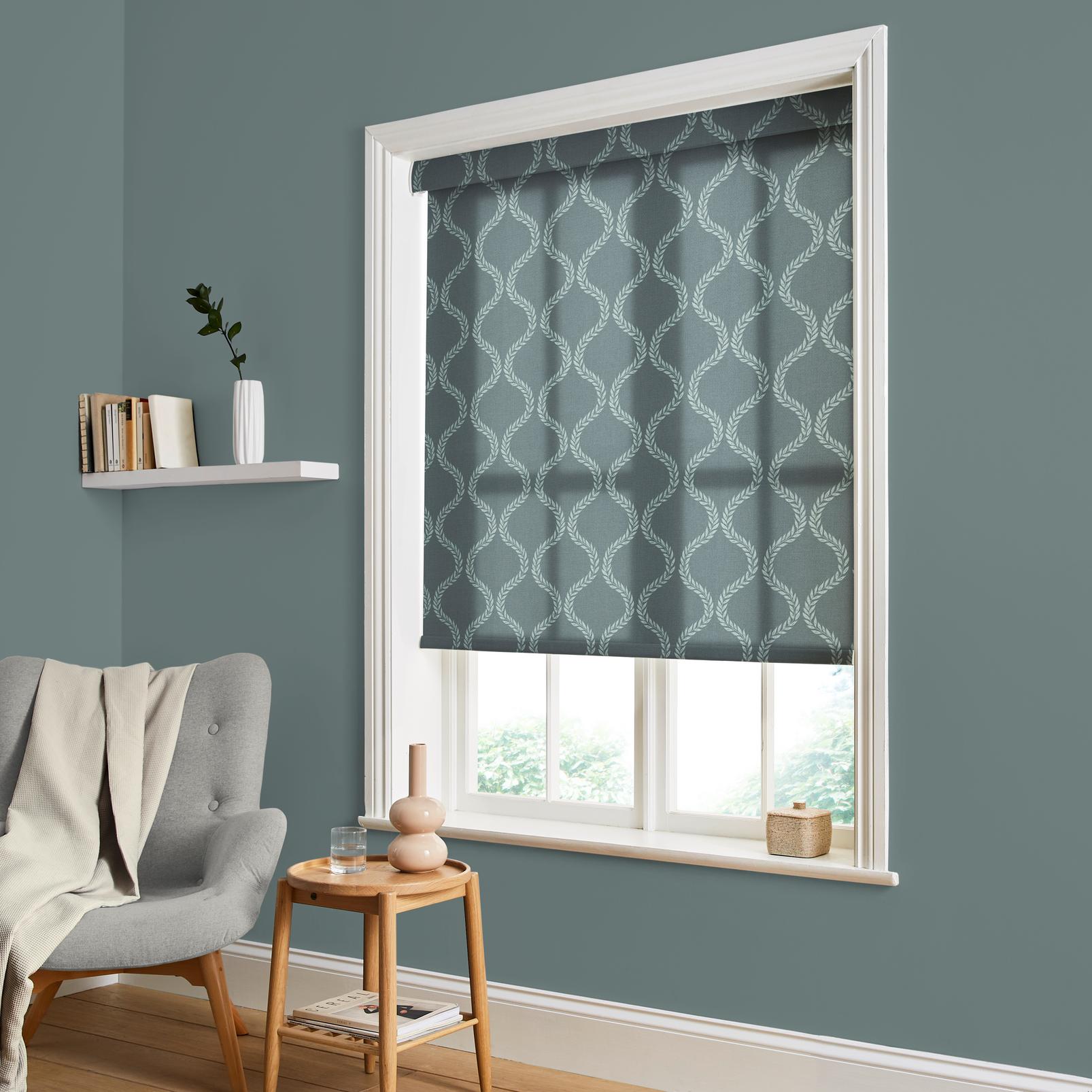 Laurel Leaf Trellis Petrol Roller Blind - 143670rol_ROOMSET_Laurel_Leaf_Trellis_Petrol_Roller_Blind_108706_1946.jpg