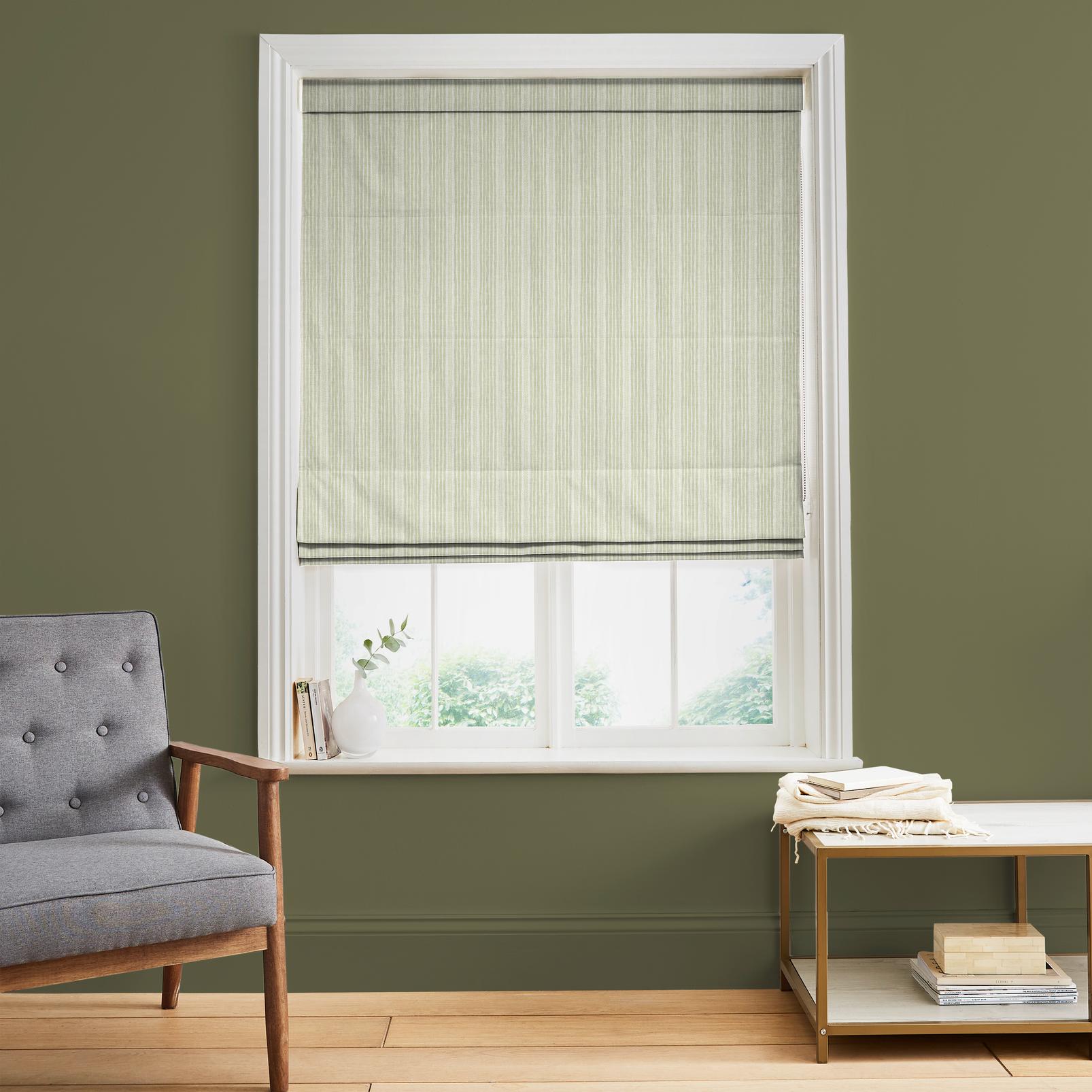 Willow Path Stripe Sage Roman Blind - 143684rom_ROOMSET_Willow_Path_Stripe_Sage_110248_Military_Operation.jpg