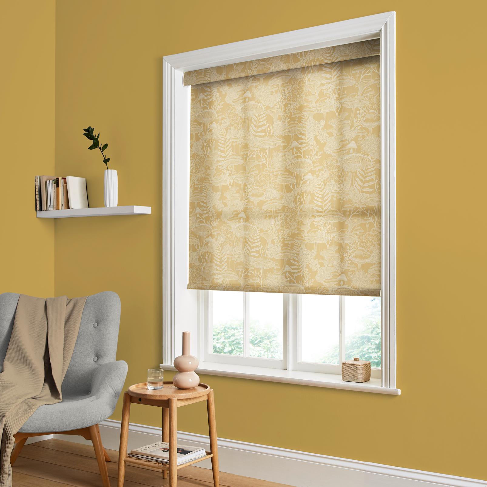 Fungi Folklore Creme Brulee Light Filtering Sample - 143679rol_ROOMSET_Fungi_Folklore_Creme_Brulee_Roller_Blind_109145_Burnt_Saffron.jpg