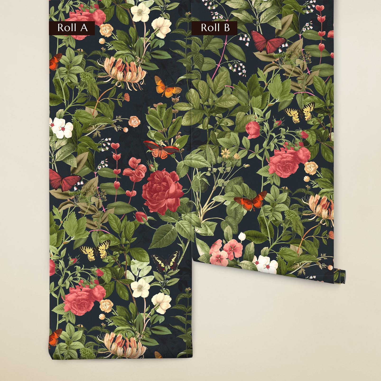 Bodnant Garden Navy Wallpaper (Set of 2) - 143505_DETAIL_01.jpg