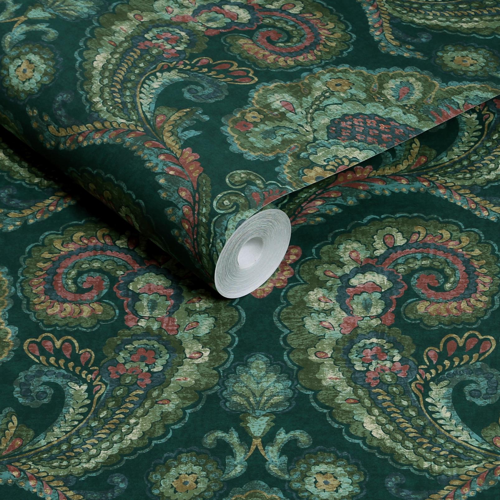 Paisley Tapestry Teal Wallpaper - 143567_ROLLSHOT_01.jpg