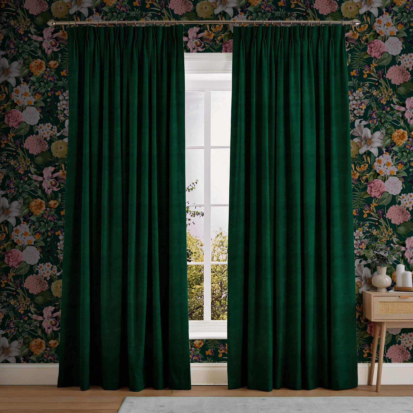 Lavish Emerald Curtains in a Roomset