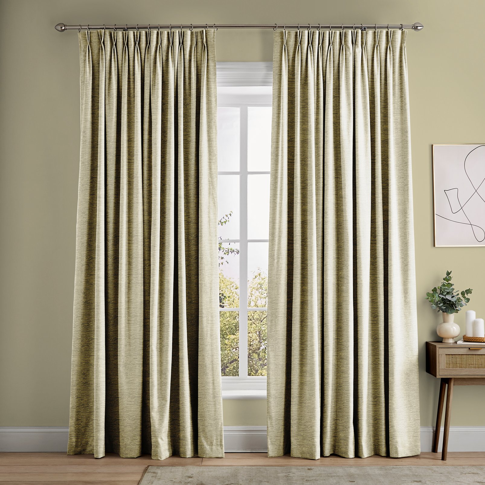 Ethereal Pale Gold Curtains in a Roomset