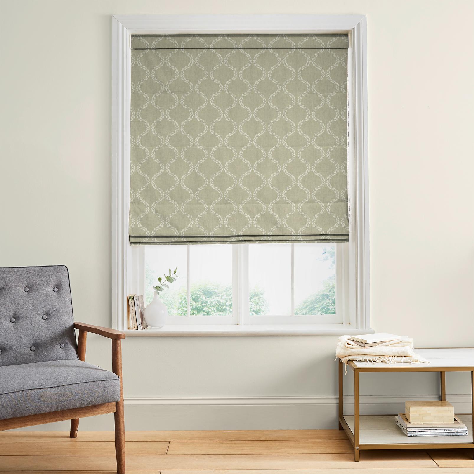 Laurel Leaf Trellis Sage Roman Blind - 143672rom_ROOMSET_Laurel_Leaf_Trellis_Sage_109768_Ginger_Lily.jpg