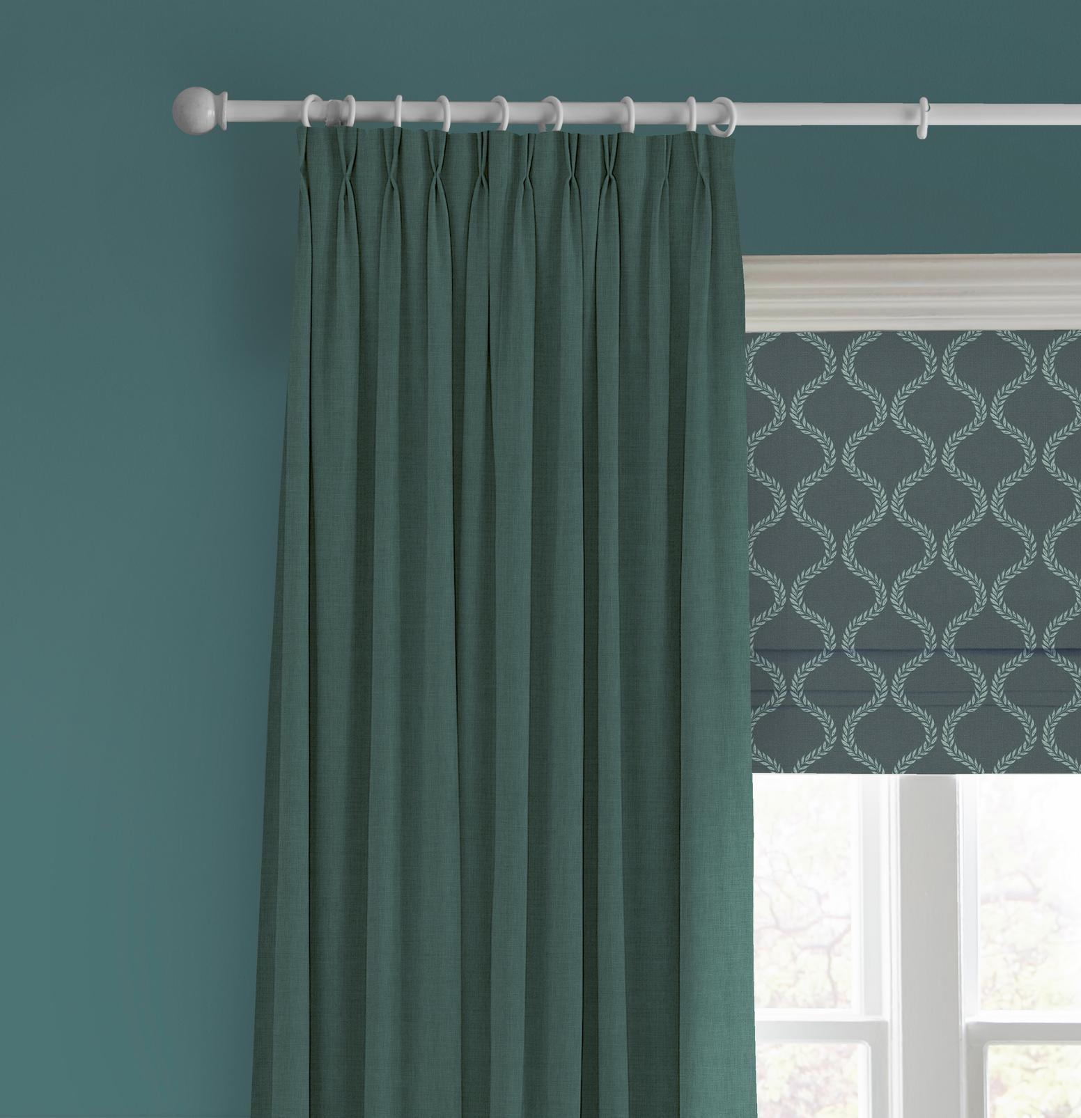 Laurel Leaf Trellis Petrol Roman Blind - 143669rom_CAMEO_Laurel_Leaf_Trellis_Petrol_116070_Campanile_Ocean_110631_Riley.jpg
