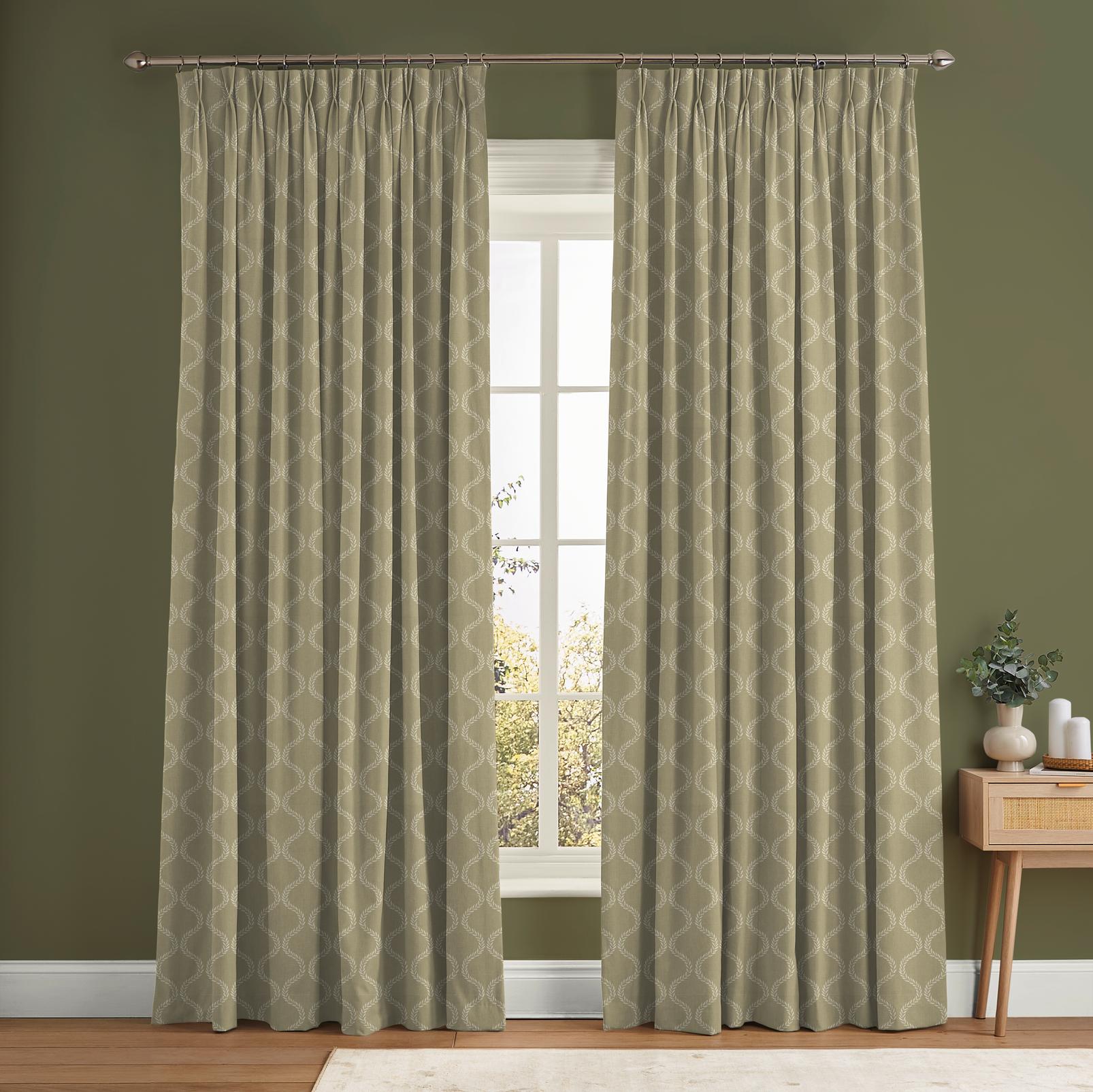 Laurel Leaf Trellis Sage Curtain - 143672cur_ROOMSET_Laurel_Leaf_Trellis_Sage_110248_Military_Operation_Ginger_Lily.jpg