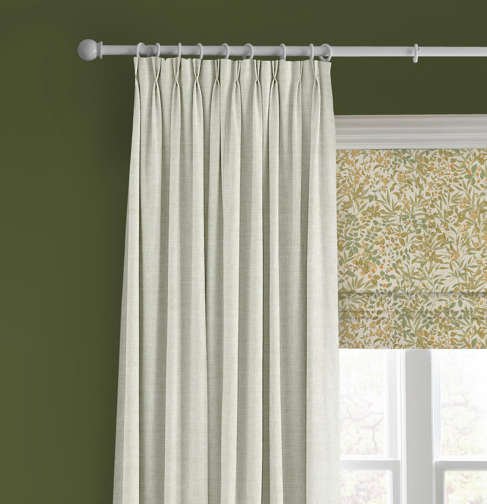 Reverie Crème Brûlée Roman Blind - 143648rom_CAMEO_Reverie_Creme_Brulee_116065_Campanile_Ivory_145284_Forest.jpg