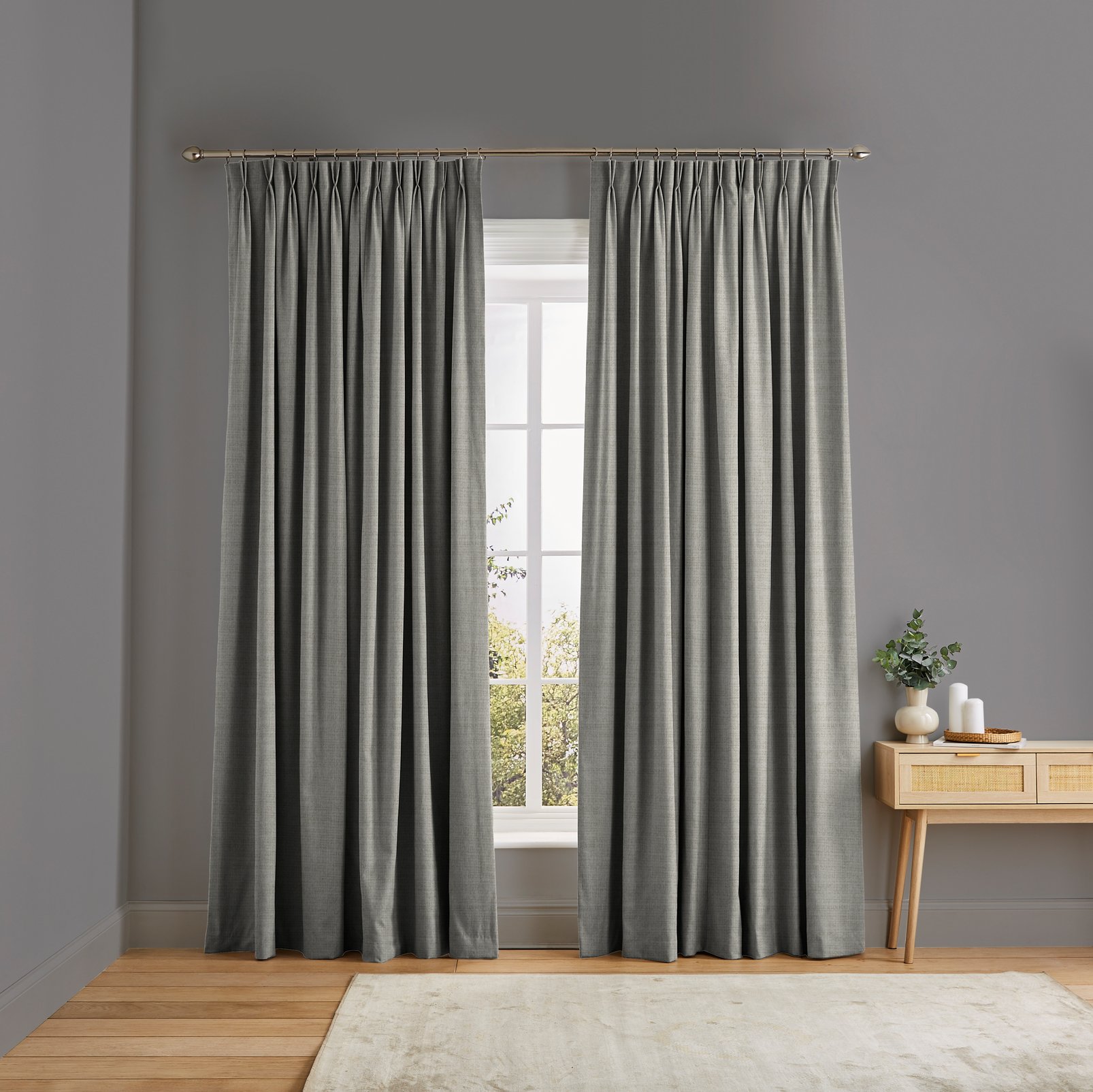 Wallace Beige Curtains in a Roomset