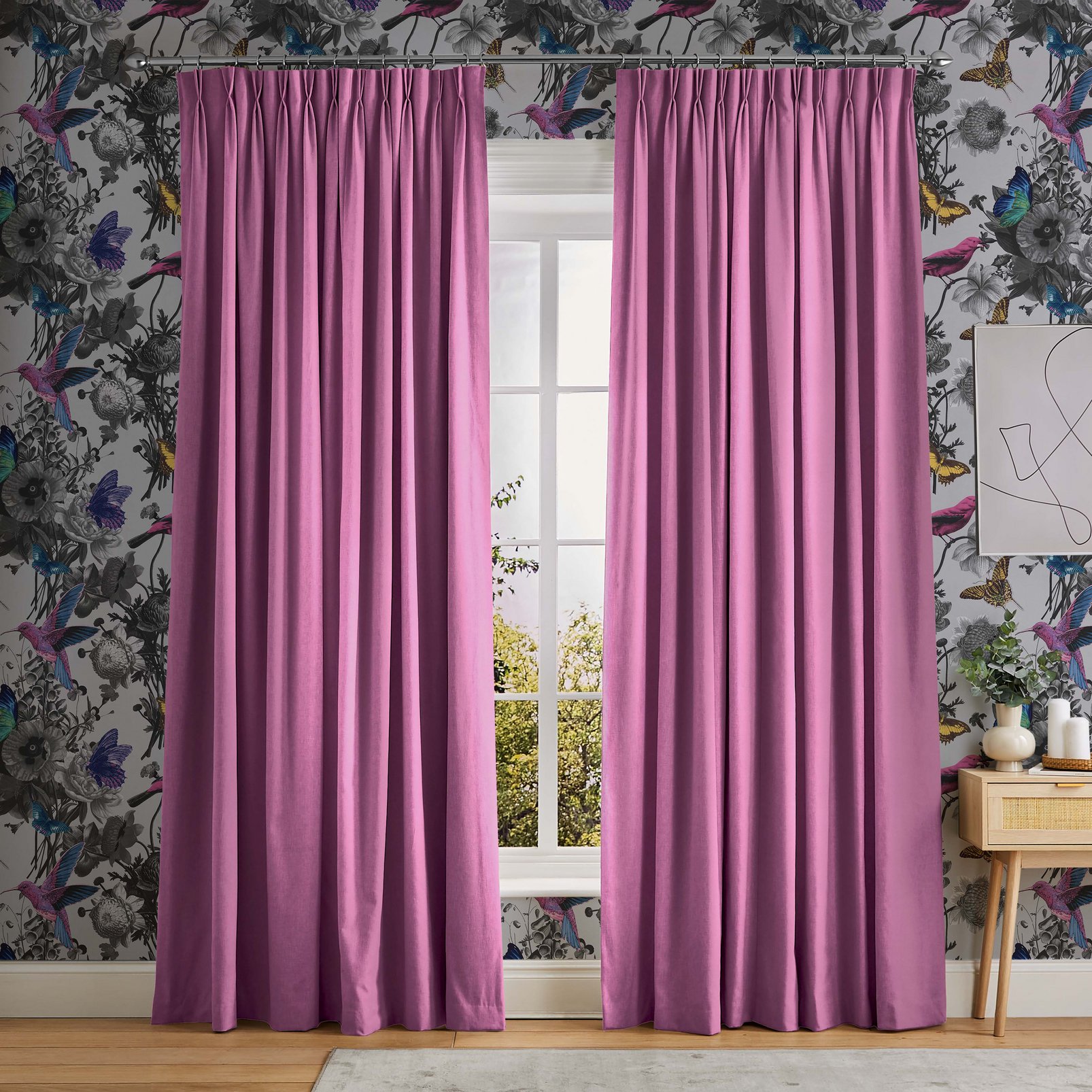 Opulence Magenta Curtains in a Roomset